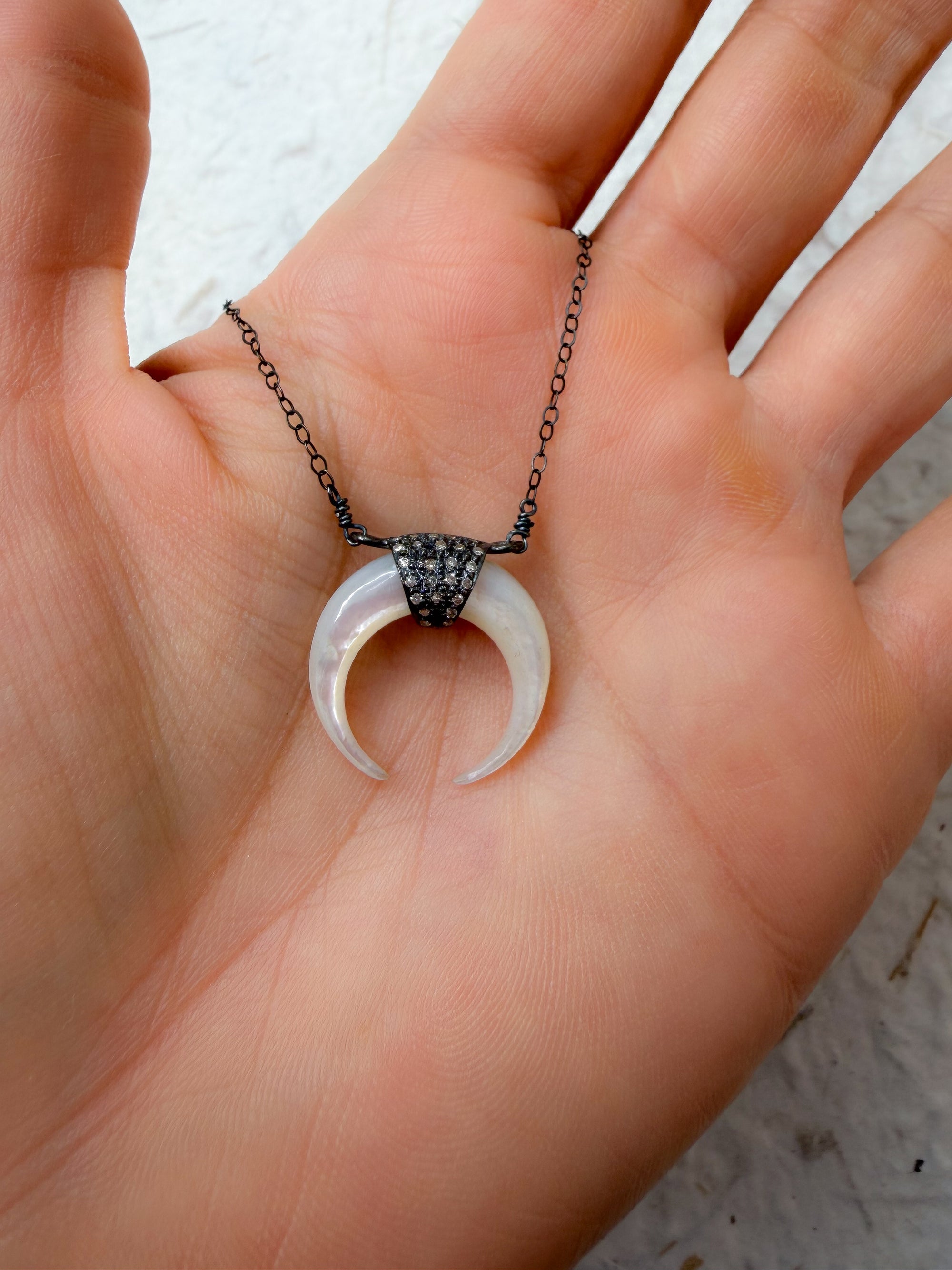 Midnight Crescent Horn Necklace