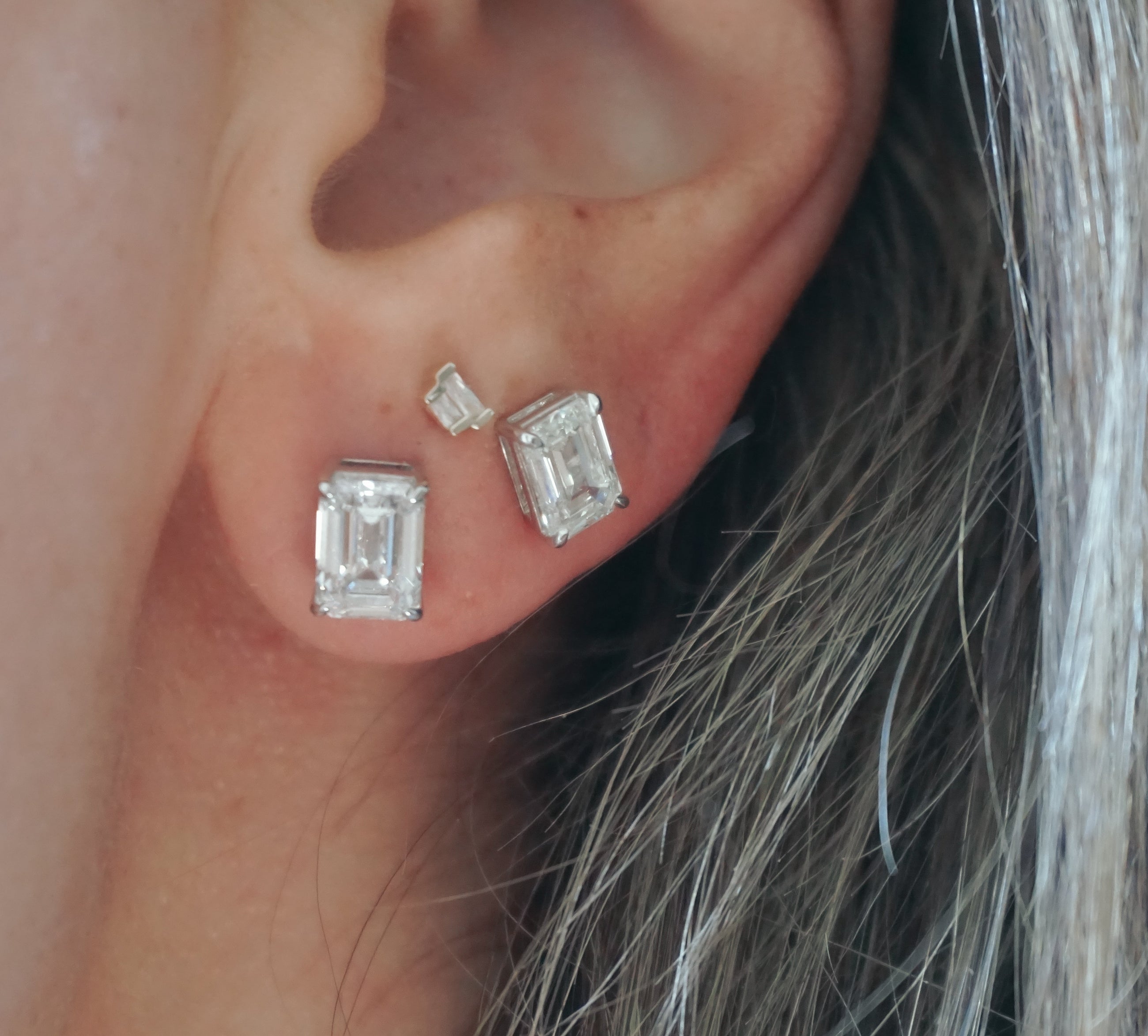 The Cool Girls - Emerald Cut 3ctw Diamond Studs