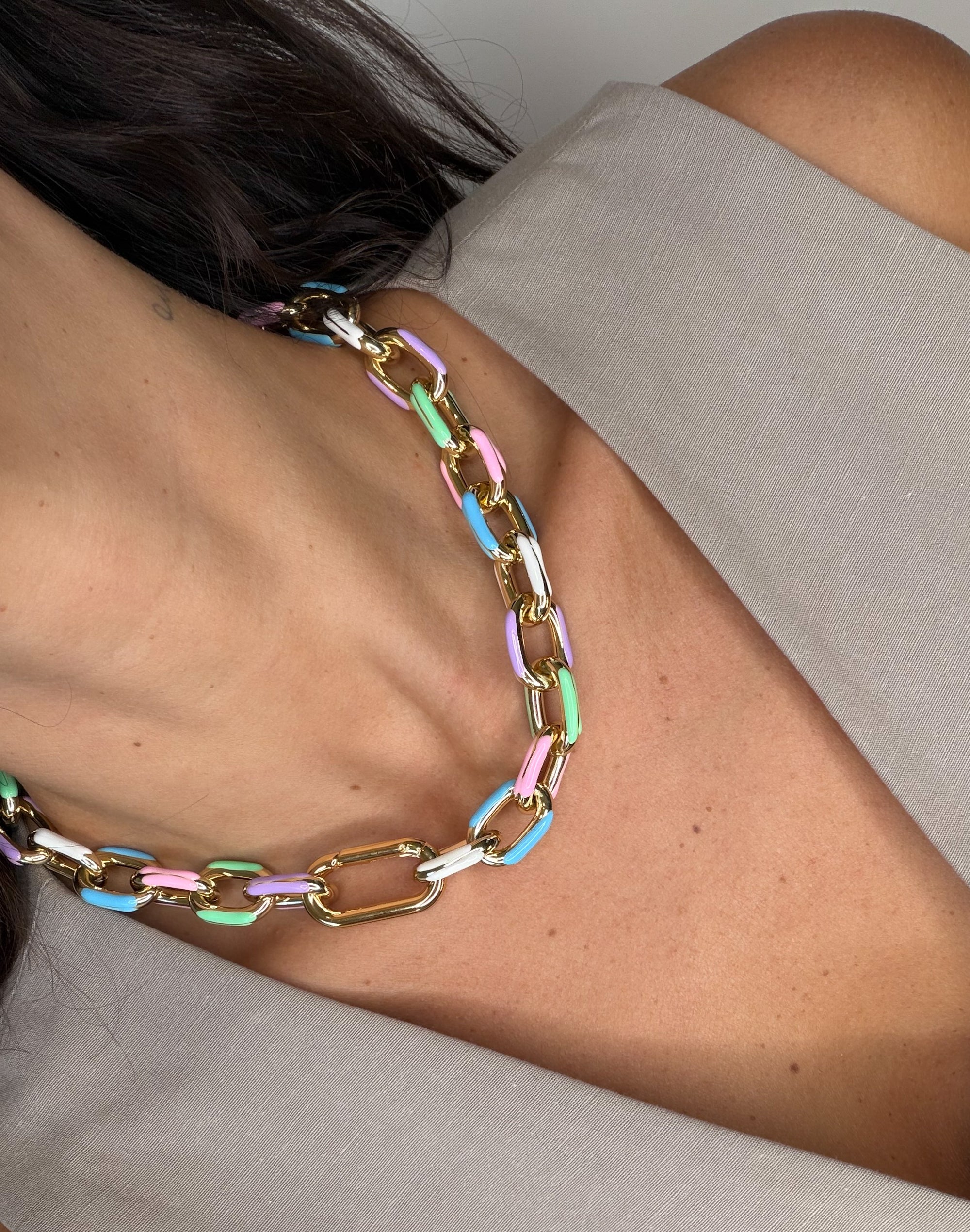 Candy Link Enamel Necklace