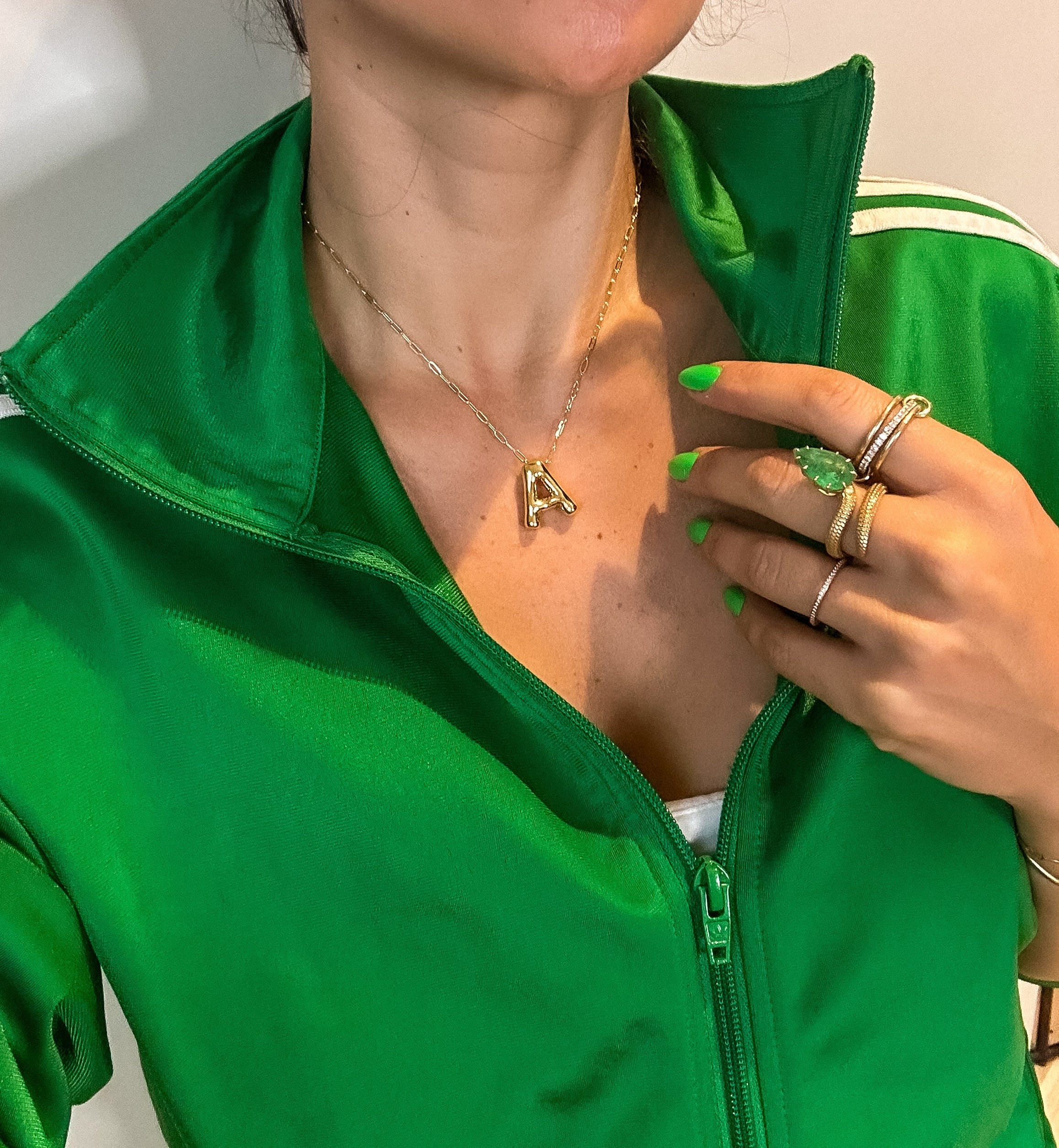 Gold Bubble Letter Necklace