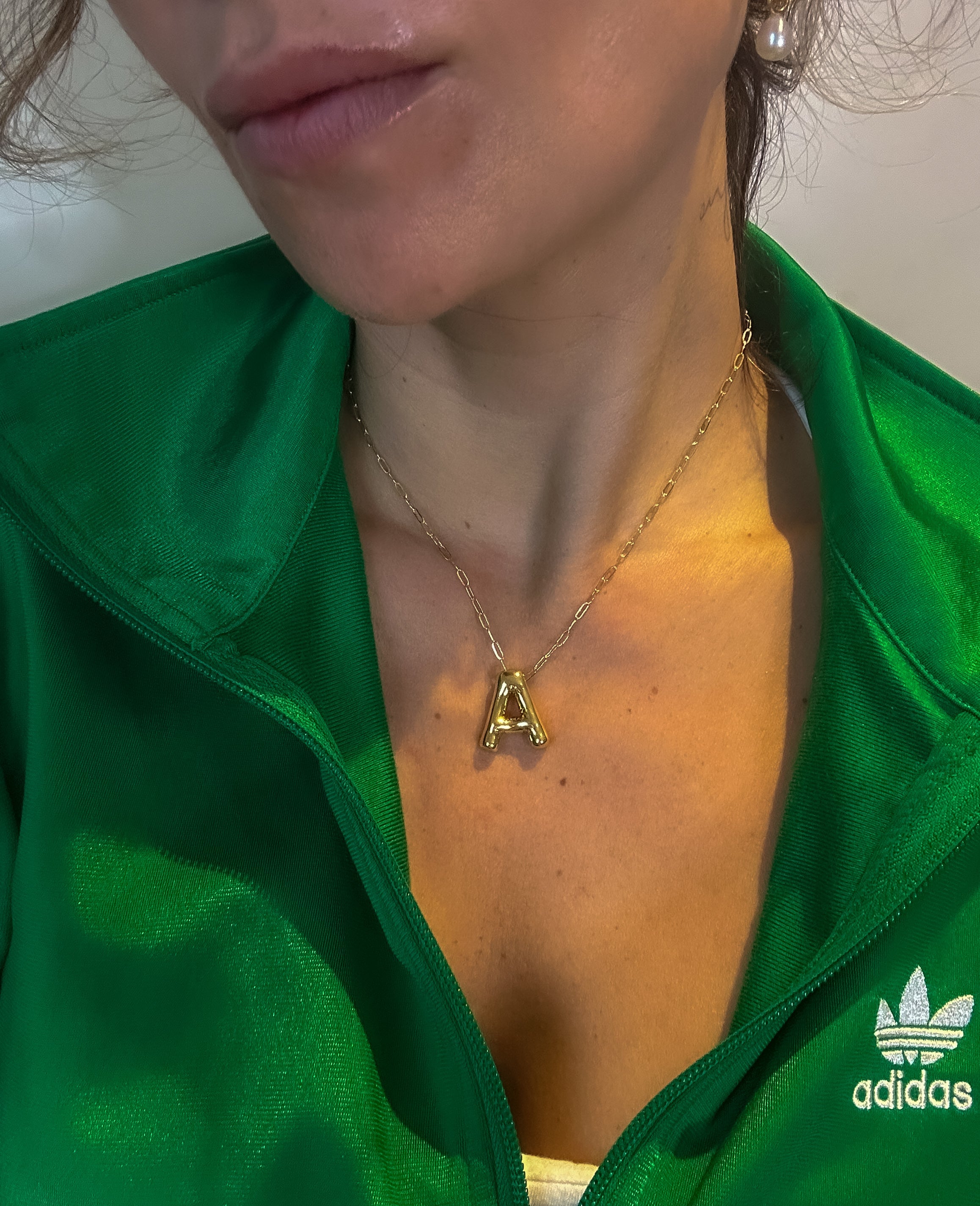 Gold Bubble Letter Necklace