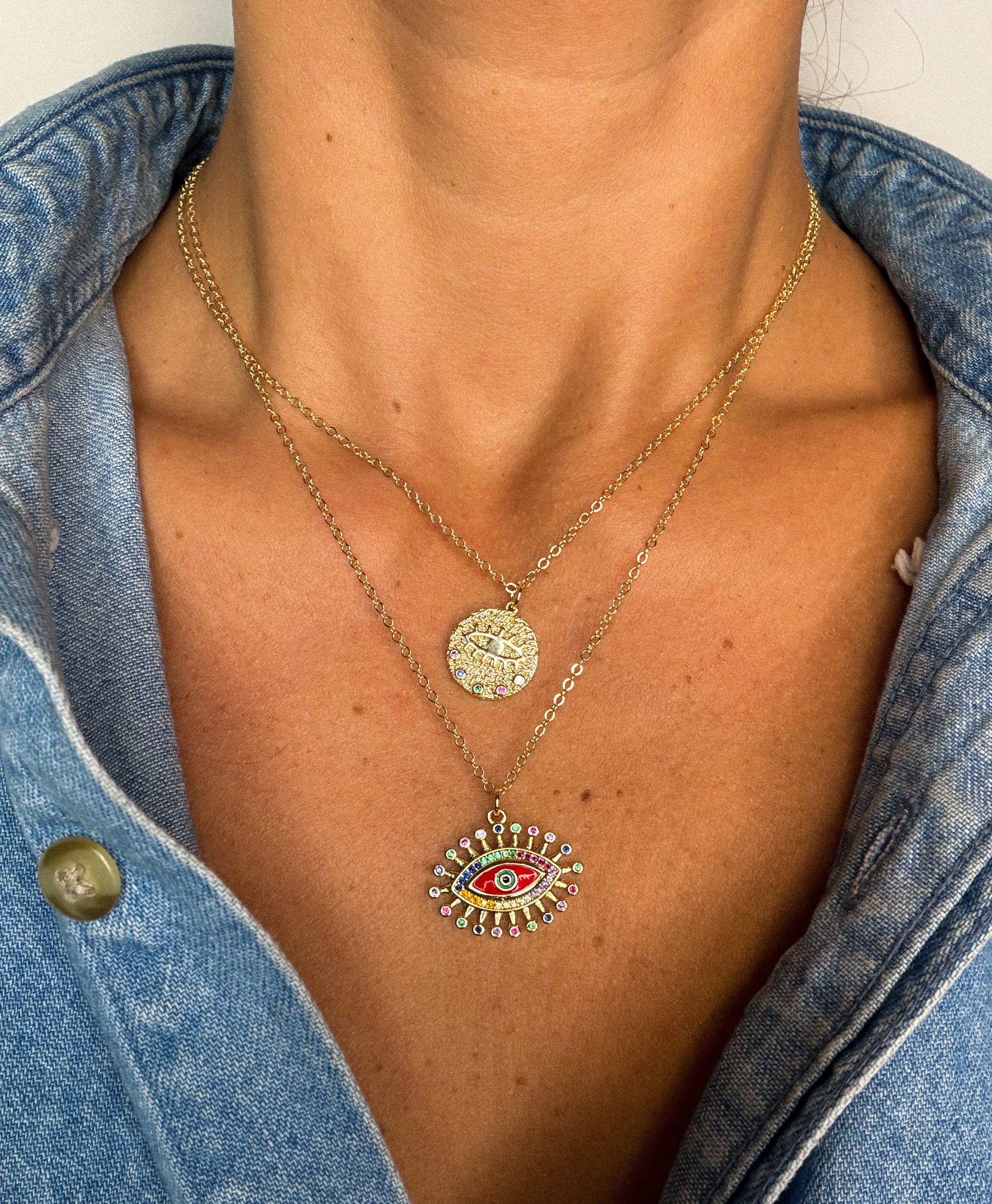 Rainbow Lash Eye Necklace