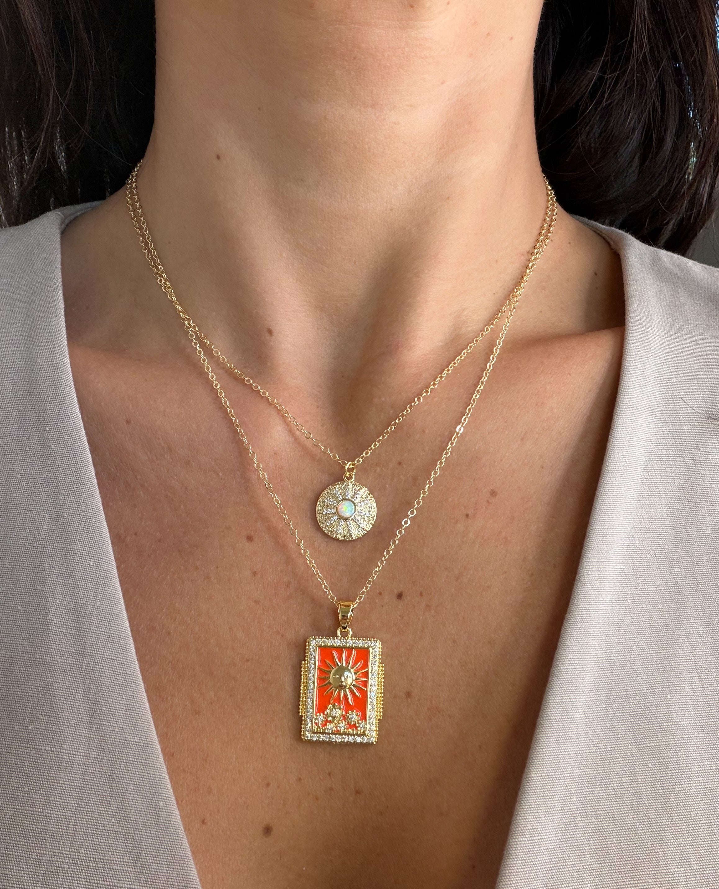 Solara Enamel Sun Necklace