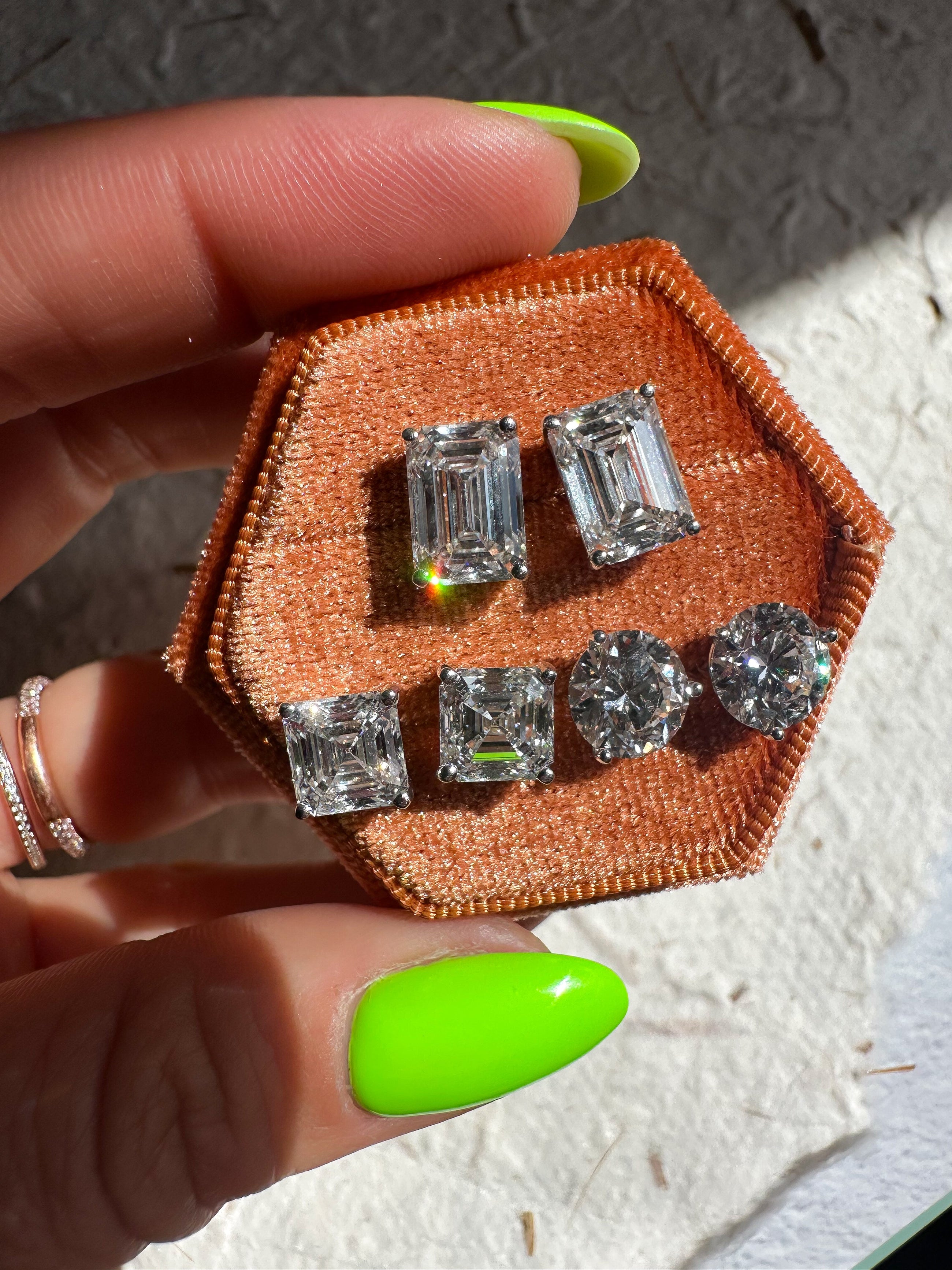 The Empire Set - Emerald Cut 8ctw Diamond Studs