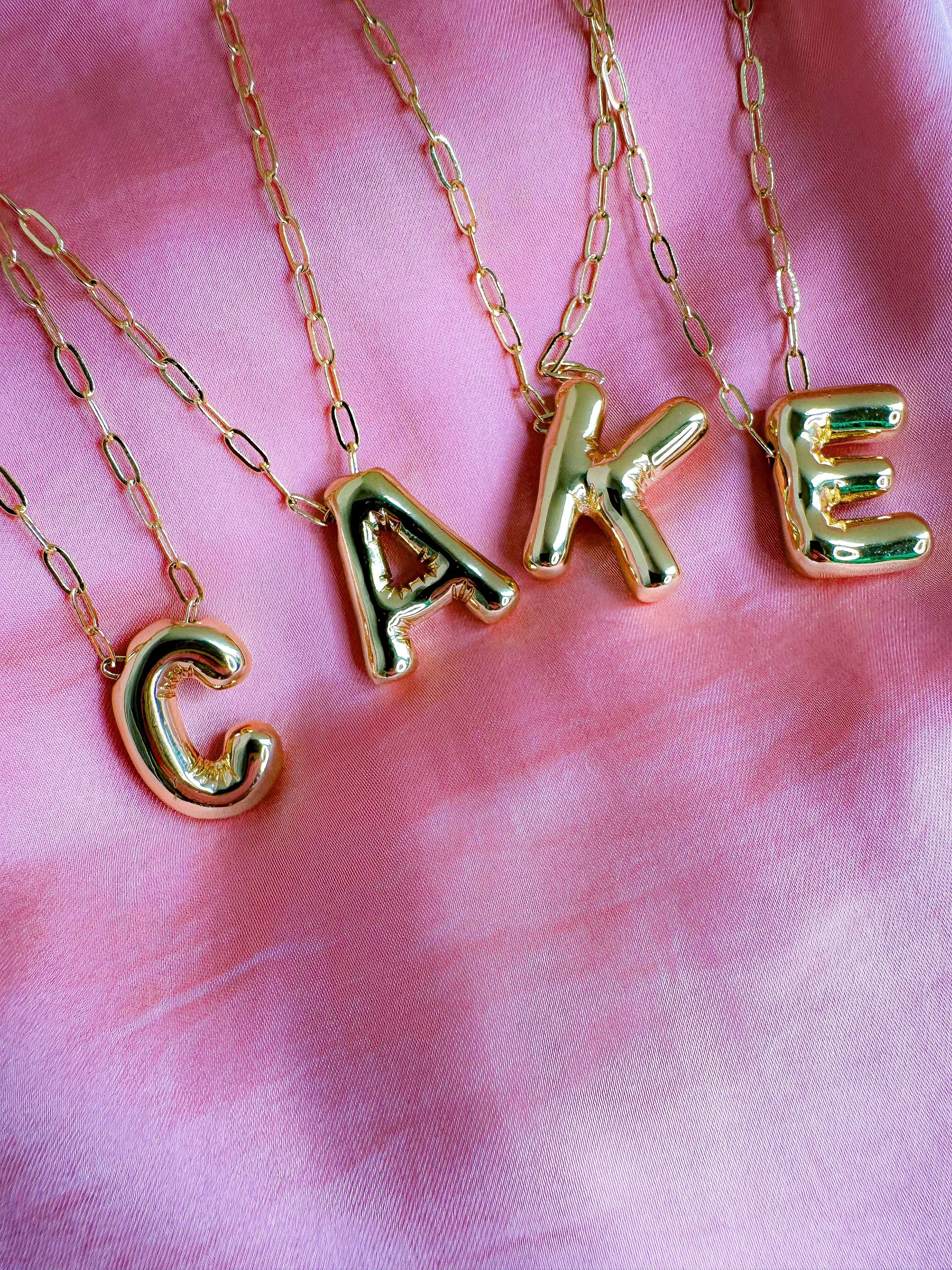 Gold Bubble Letter Necklace
