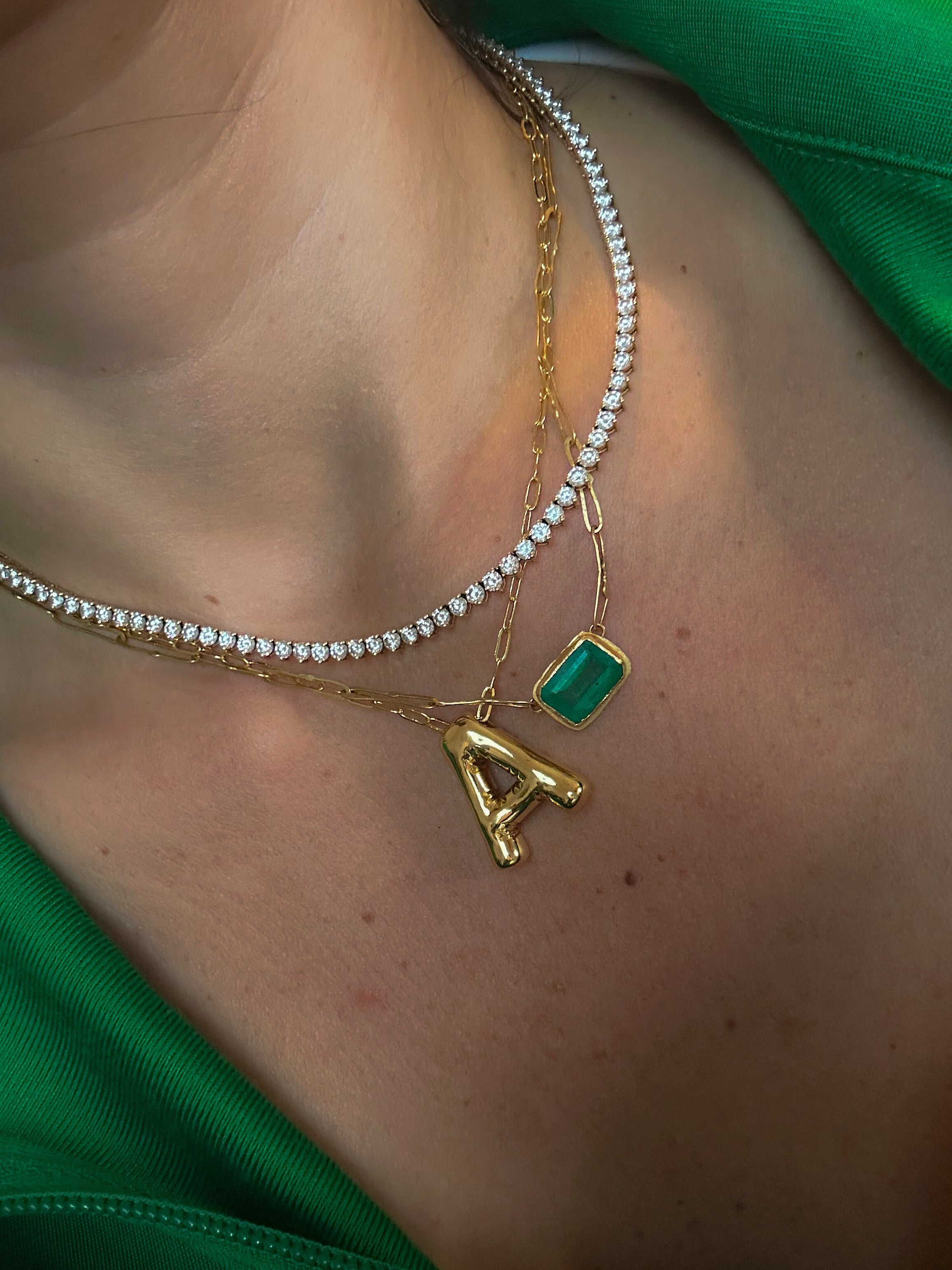 Gold Bubble Letter Necklace