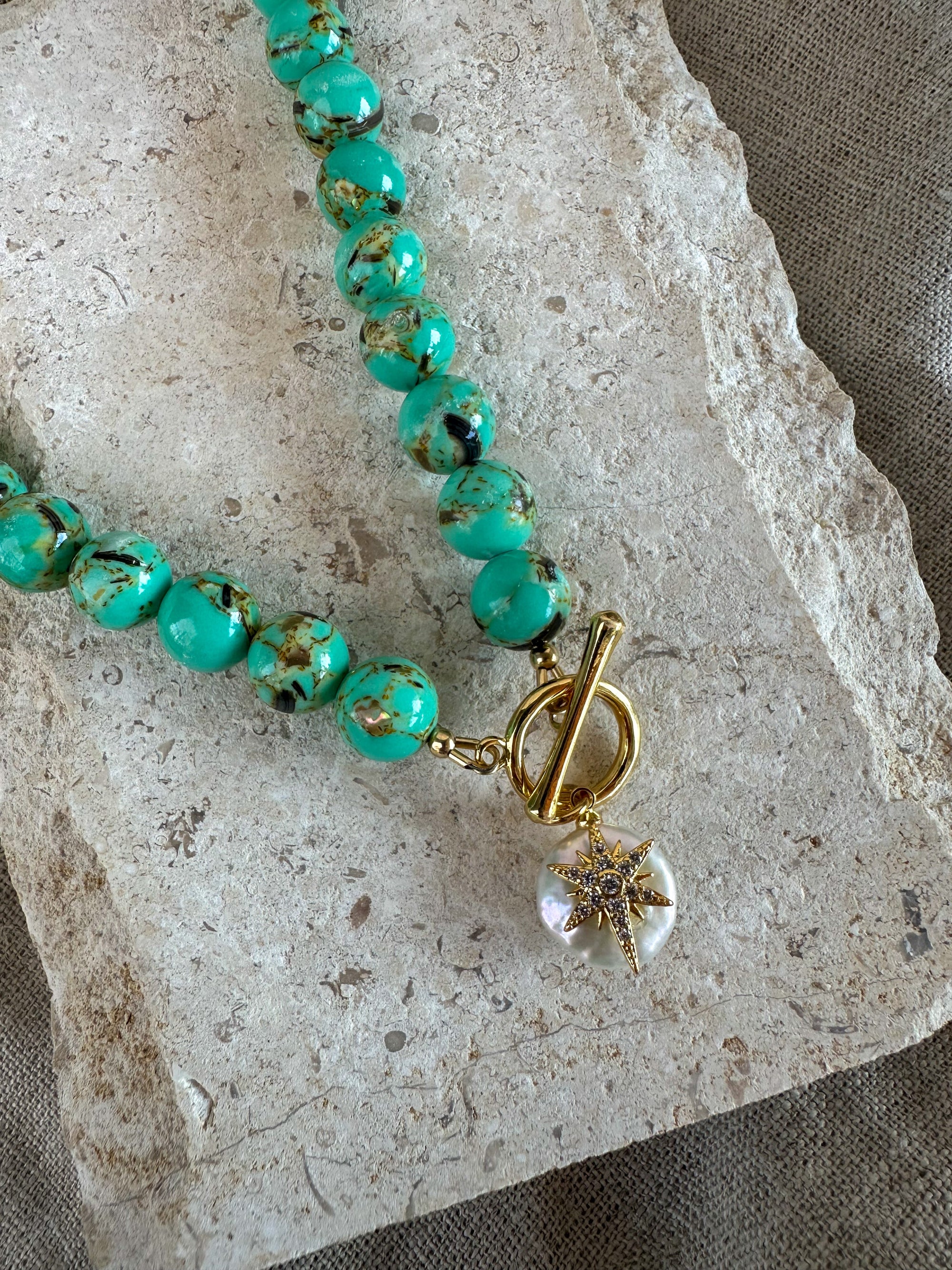 Agate Starburst Necklace ~ Turquoise