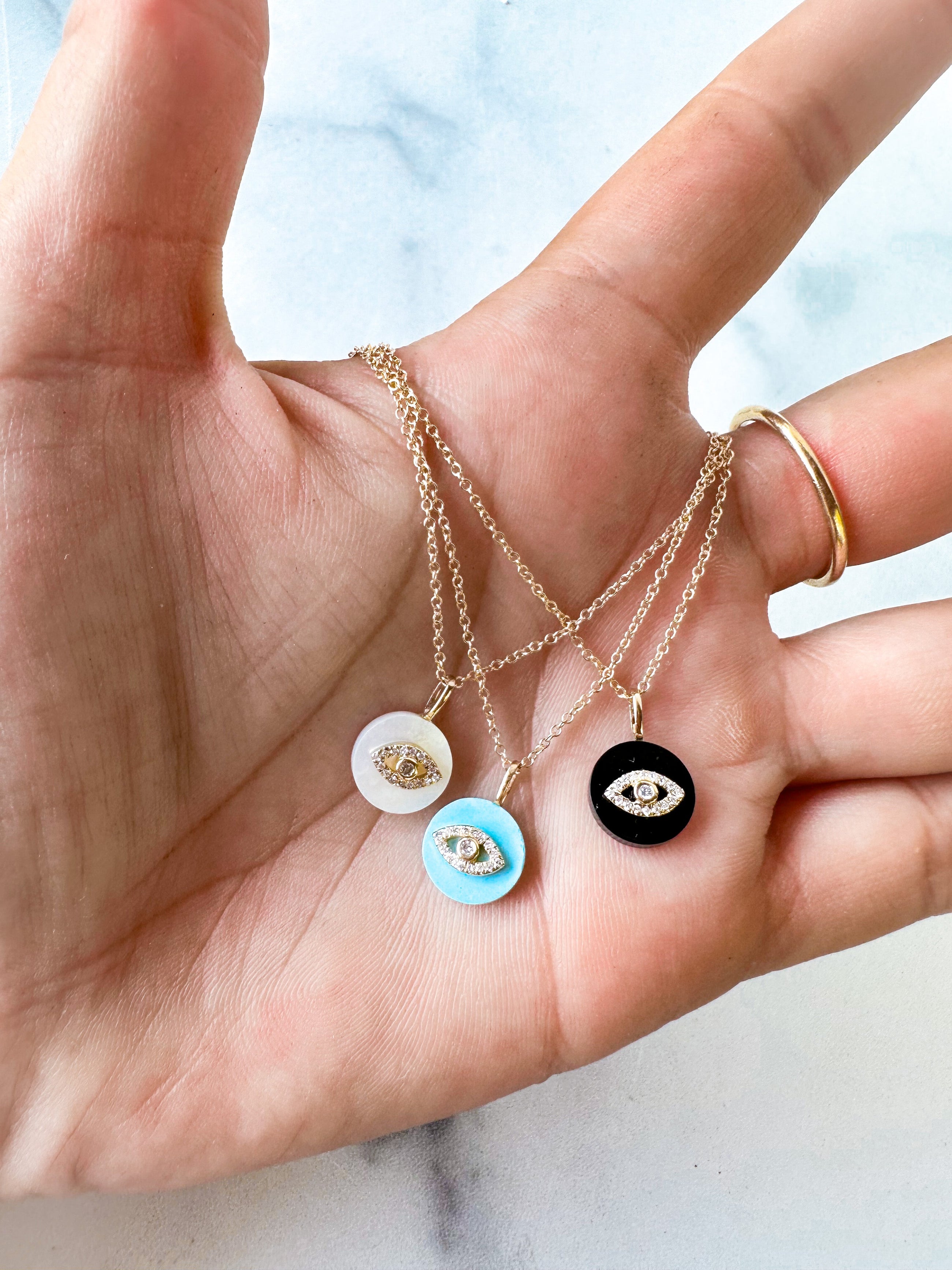 Mini Diamond Eye Amulet Necklace