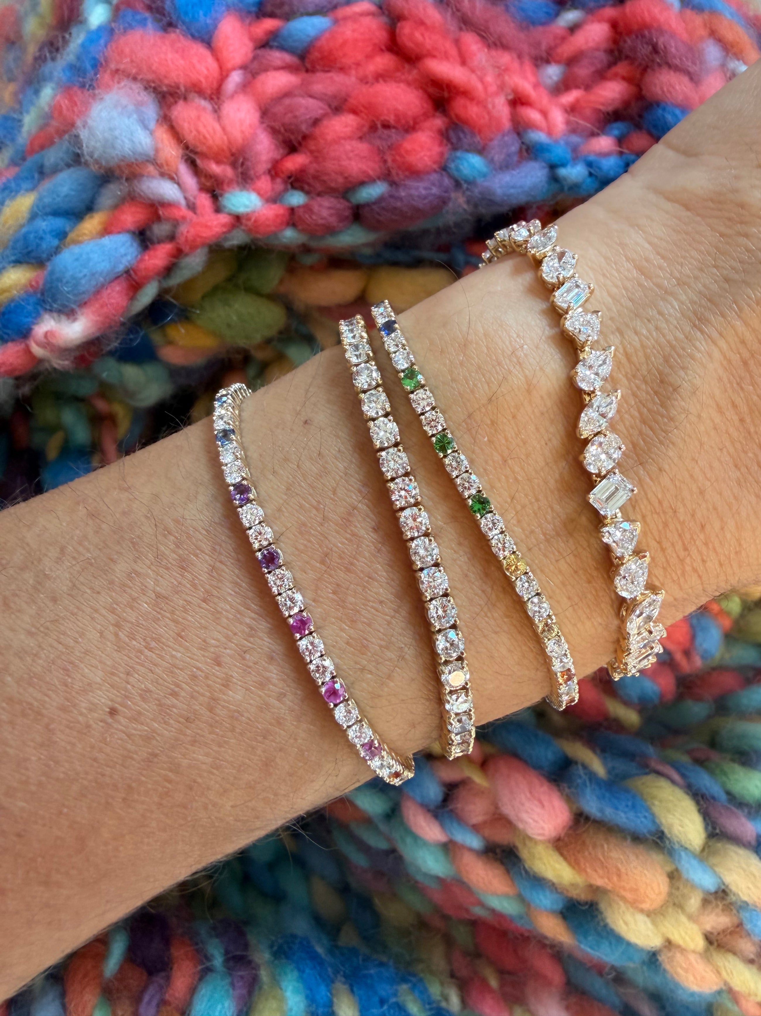 Rainbow Diamond Tennis Bracelet