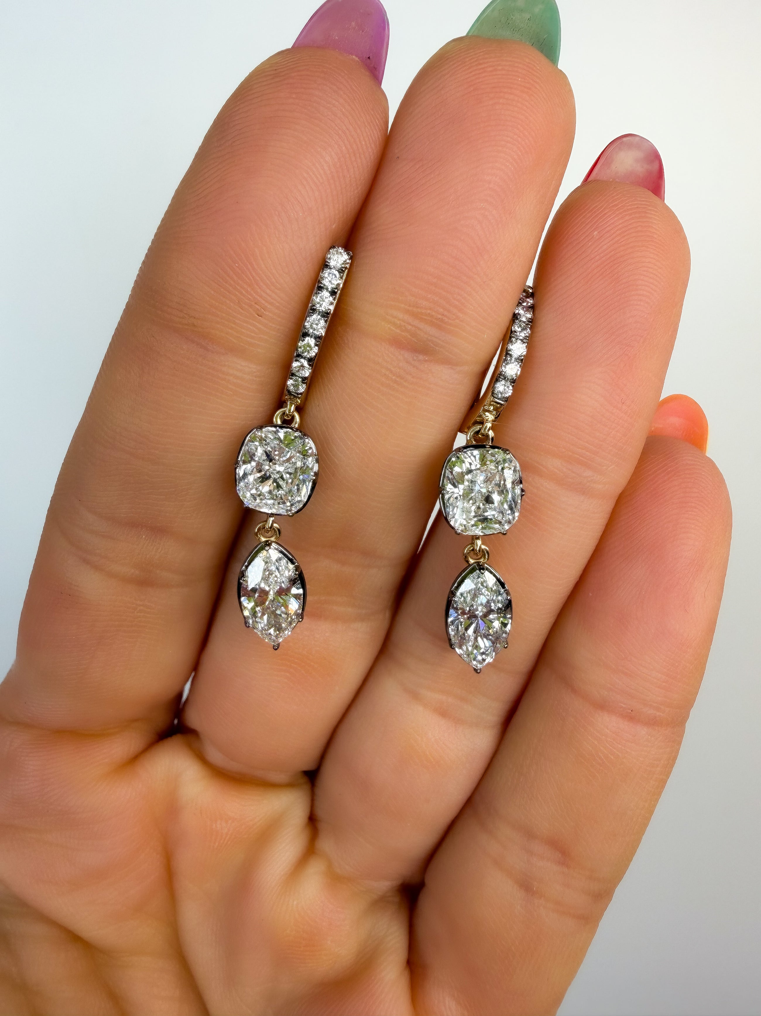 Cushion & Marquise Drop Earrings