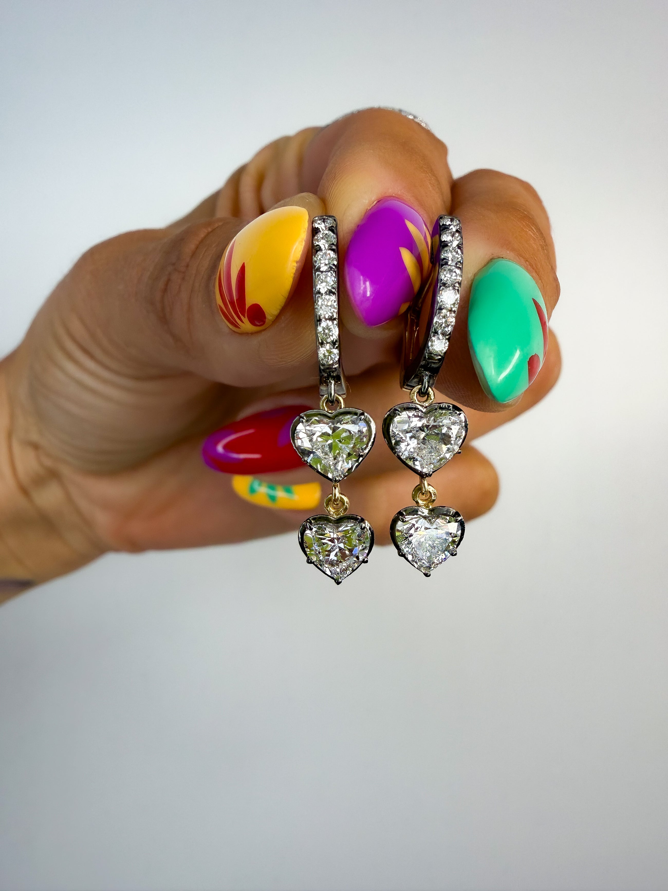 Double Heart Drop Earrings