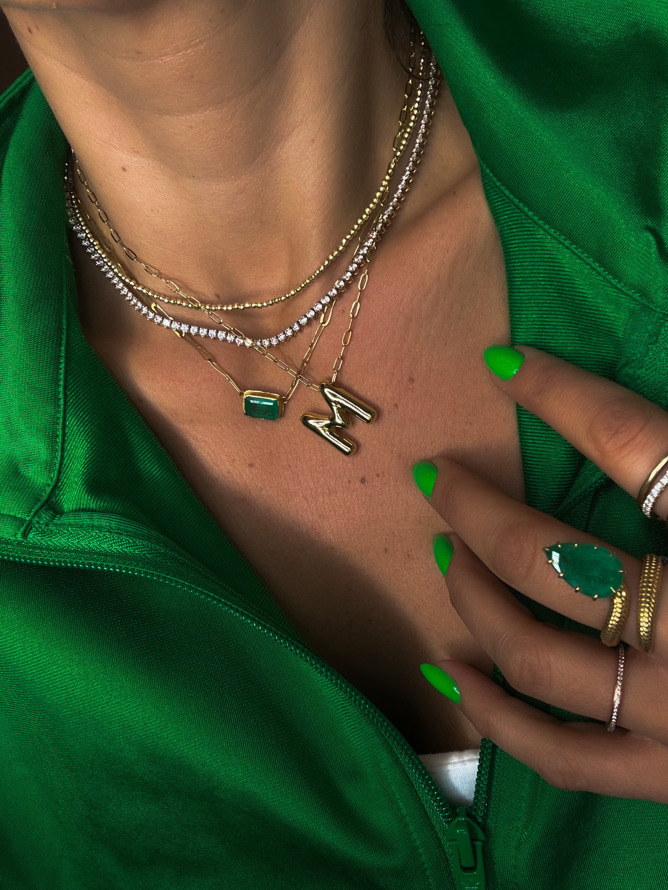 Gold Bubble Letter Necklace