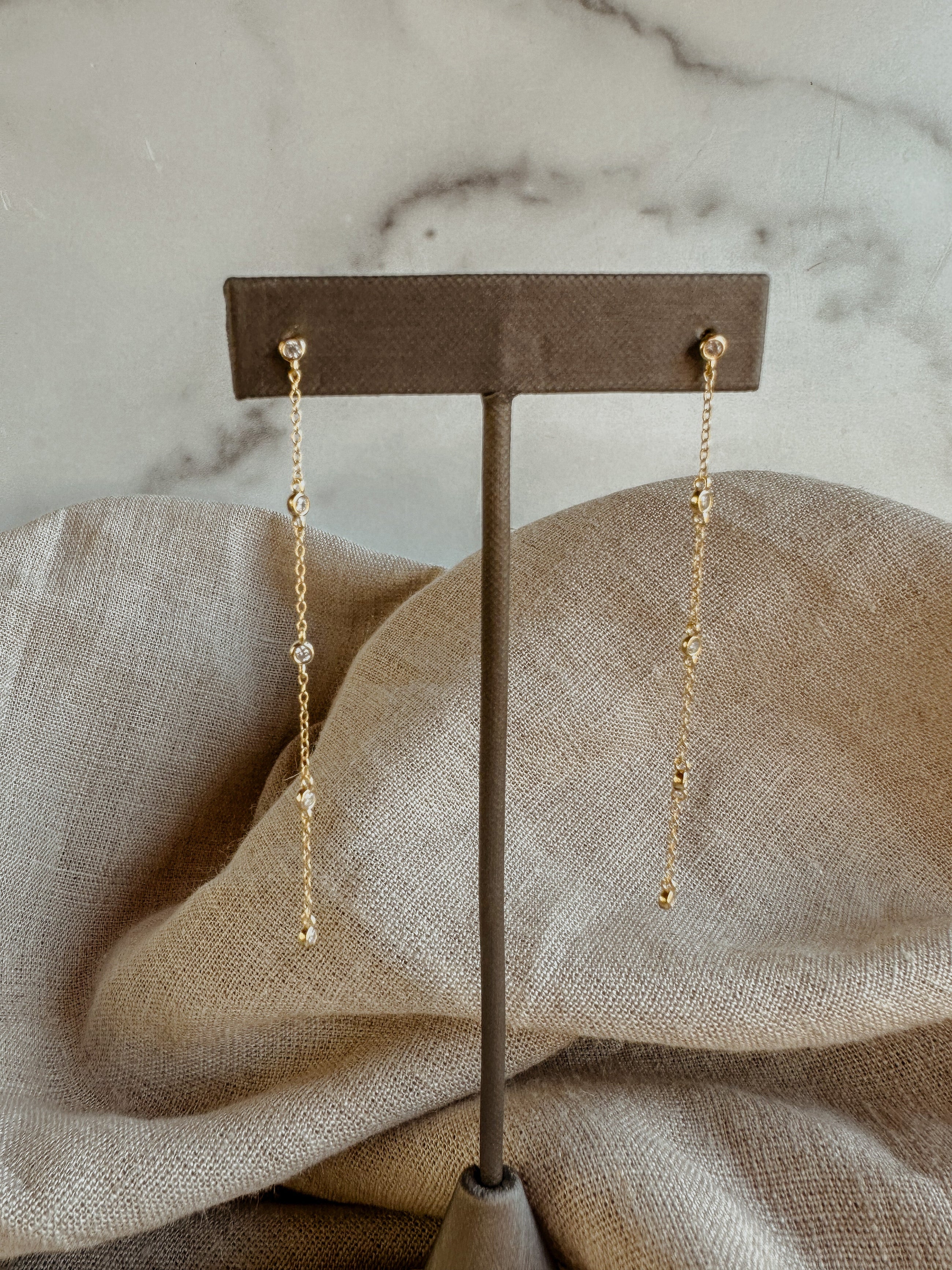 Crystal Drop Chain Earrings