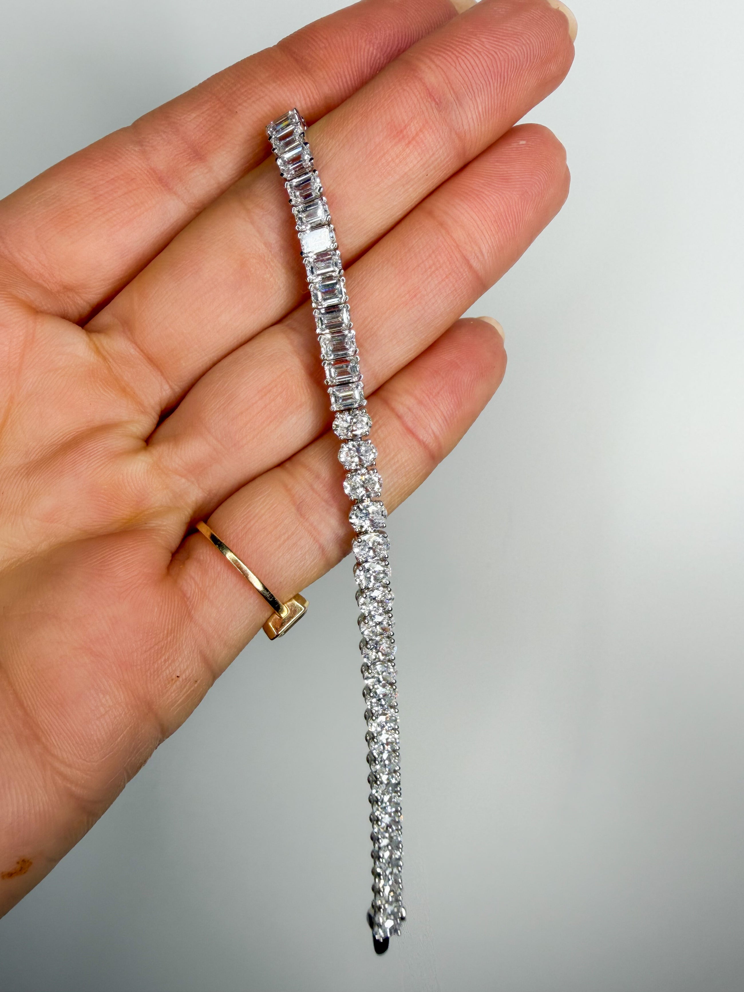 Half Emerald - Half Oval Tennis Bracelet