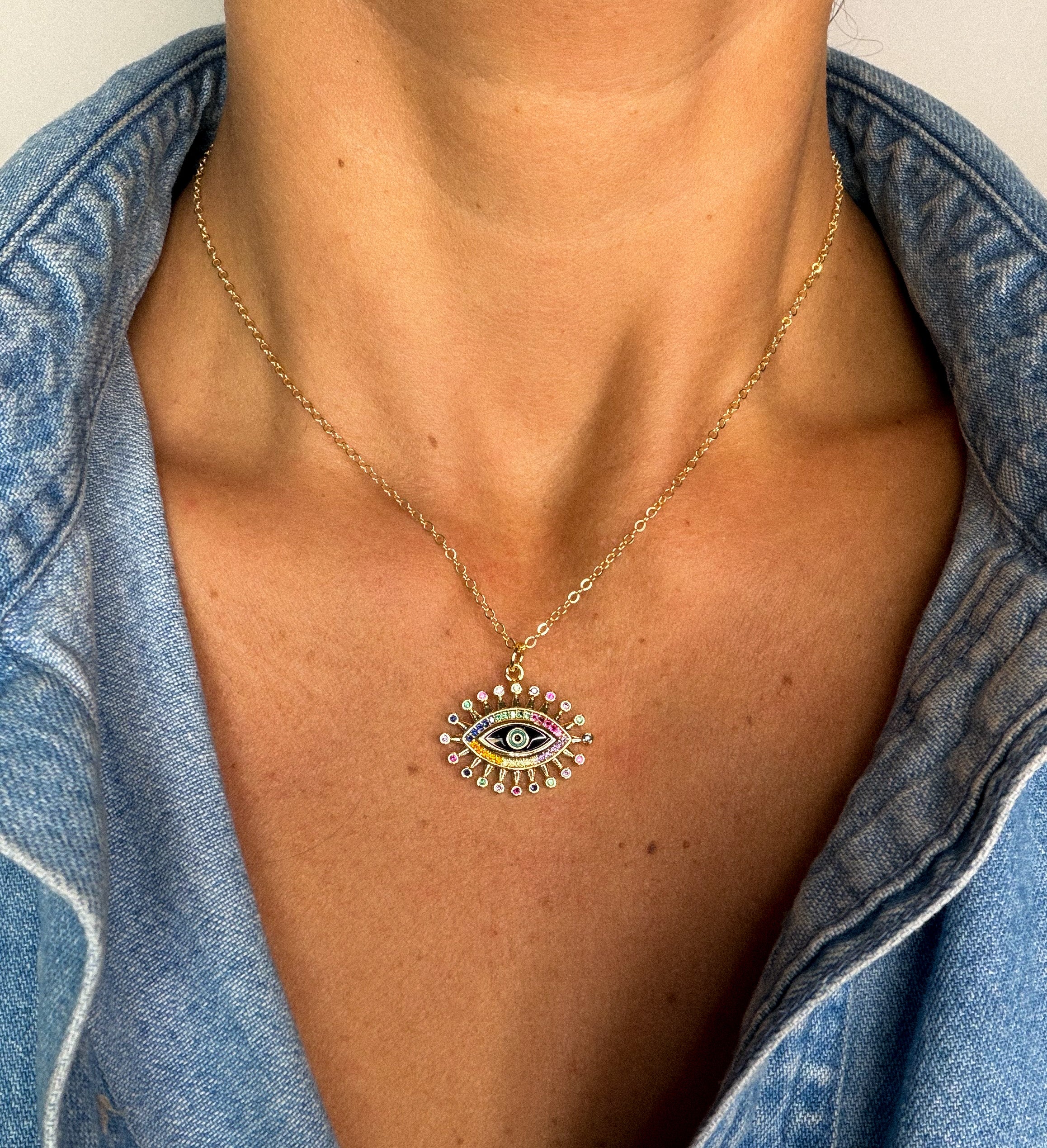 Rainbow Lash Eye Necklace