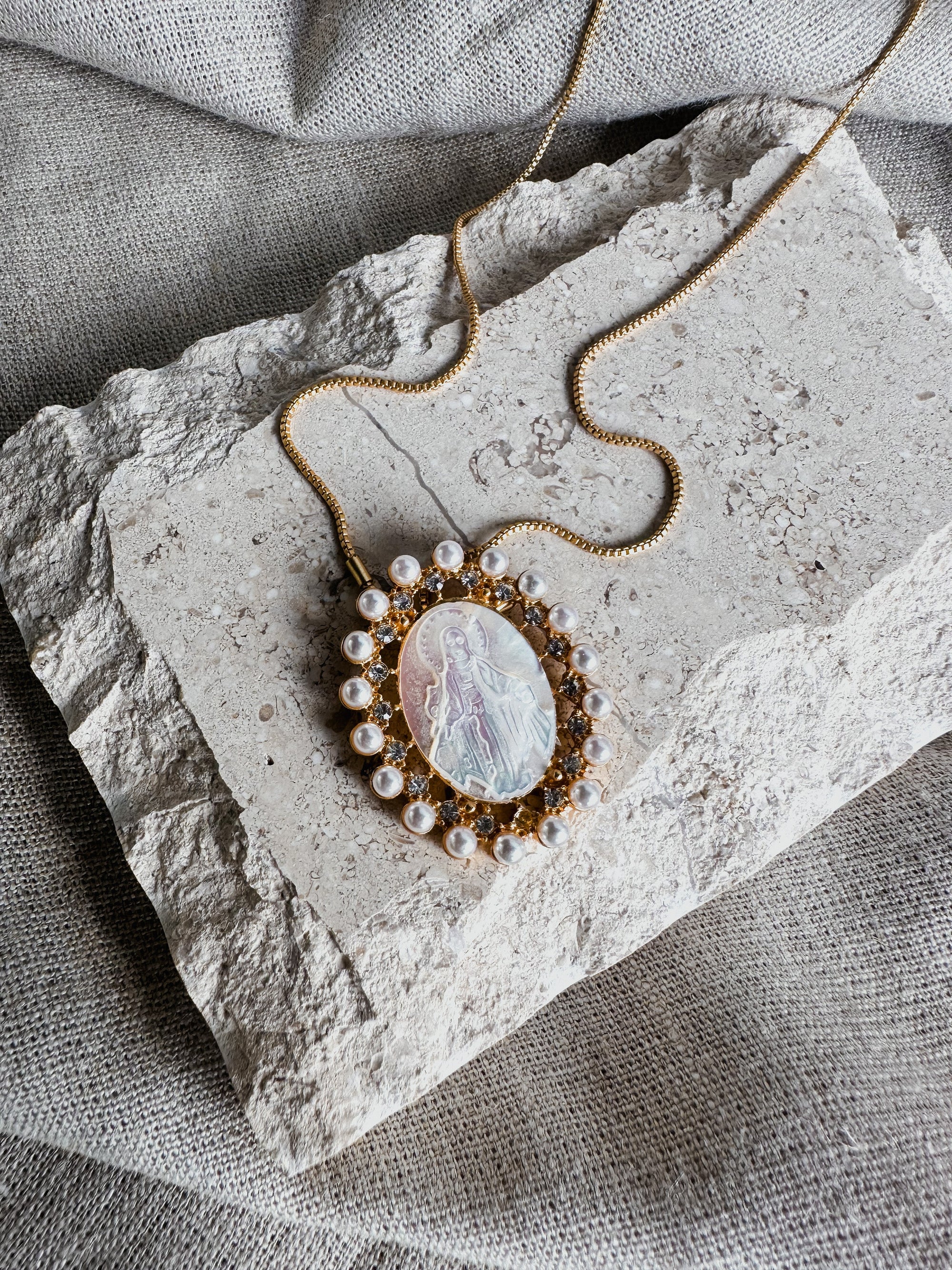 Vintage Pearl Mary Necklace