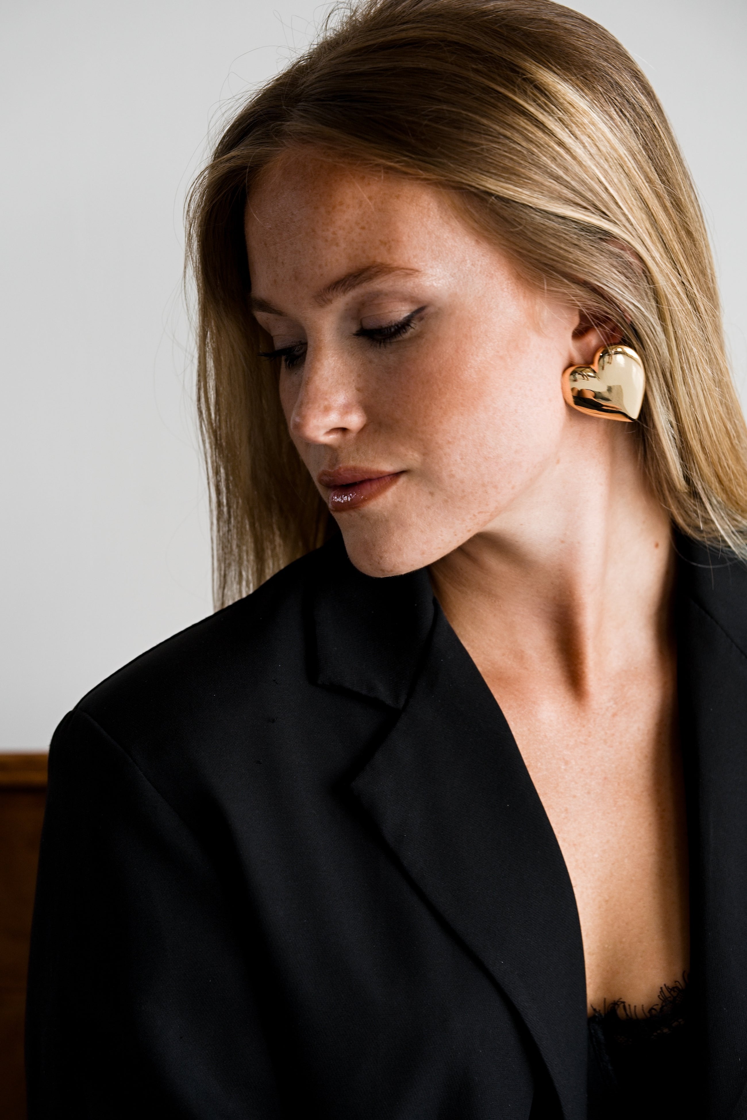 Puffy Heart Earrings ~ Gold