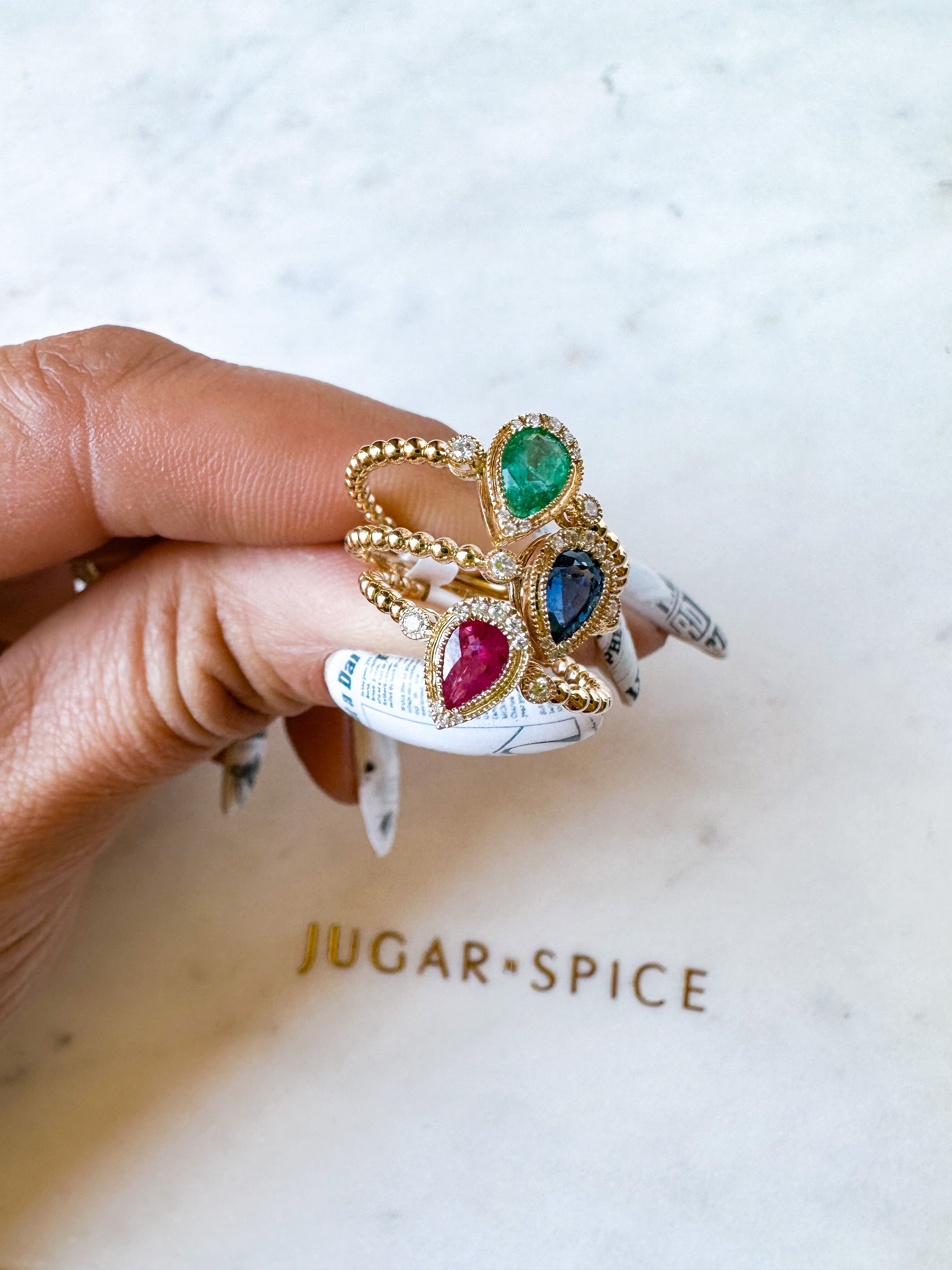 Gemstone Pear Diamond Ring