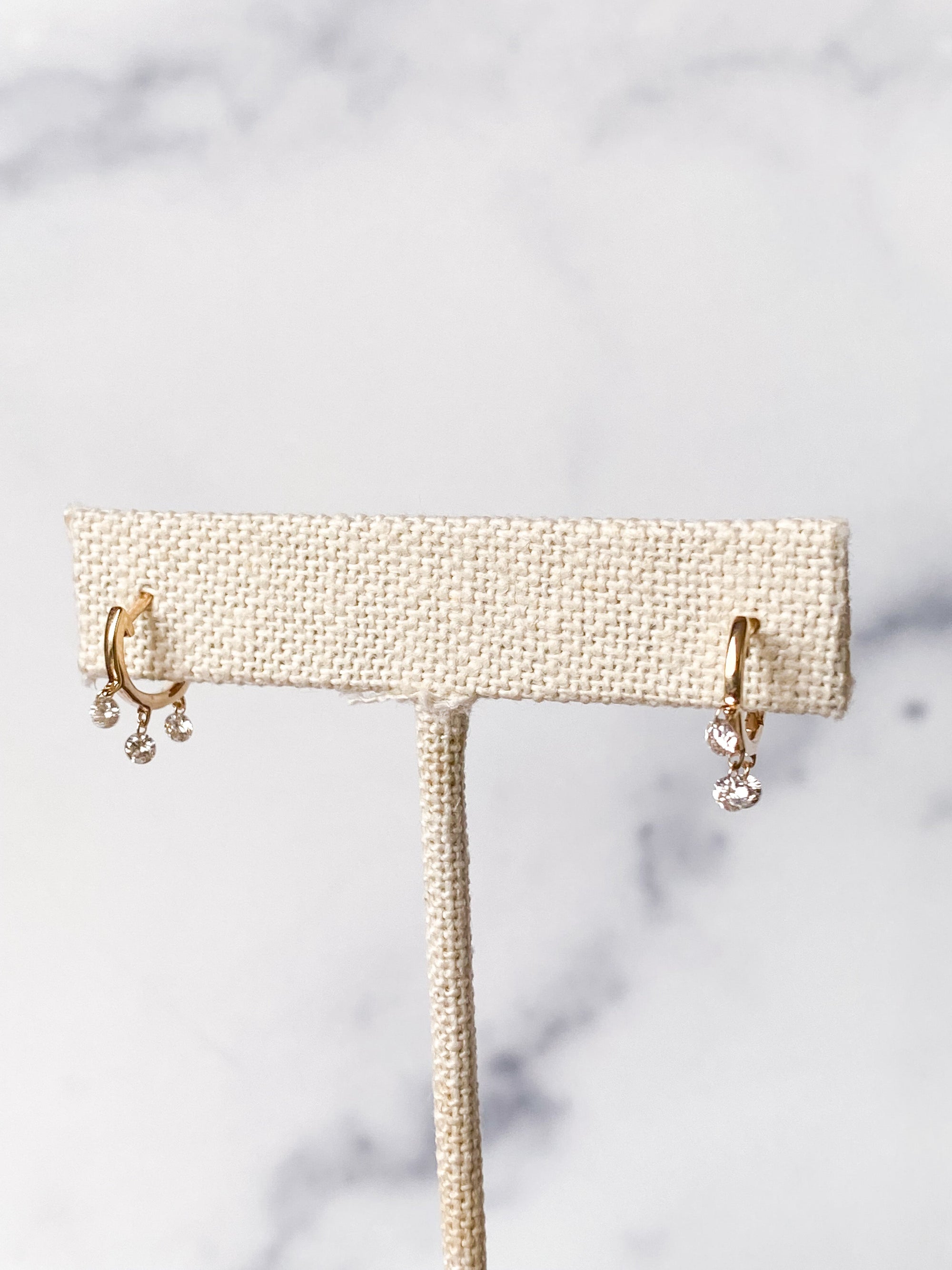 Trio Floating Diamond Huggies ~ Brilliant Cut