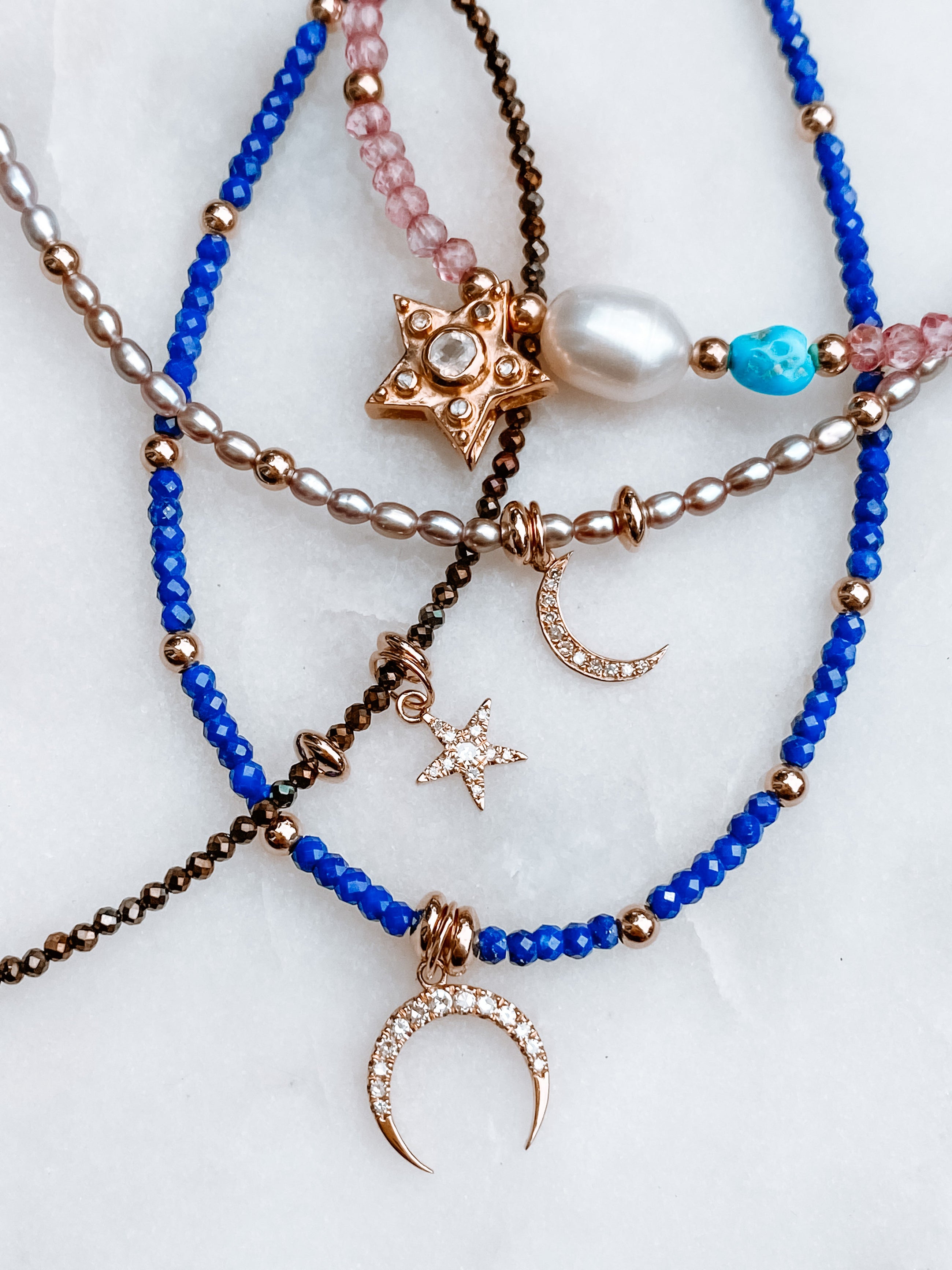 Diamond Moon & Pearl Necklace