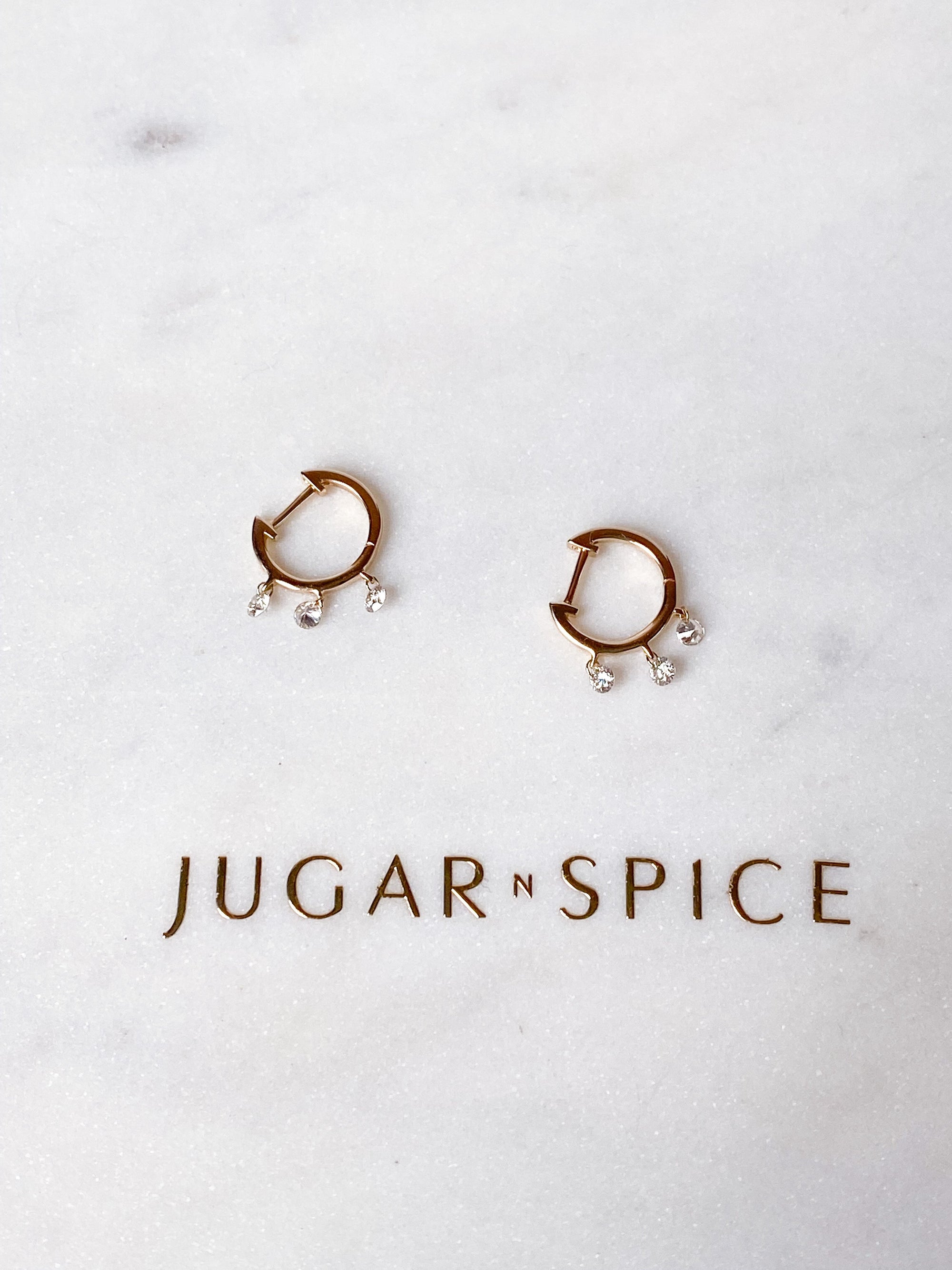 Trio Floating Diamond Huggies ~ Brilliant Cut