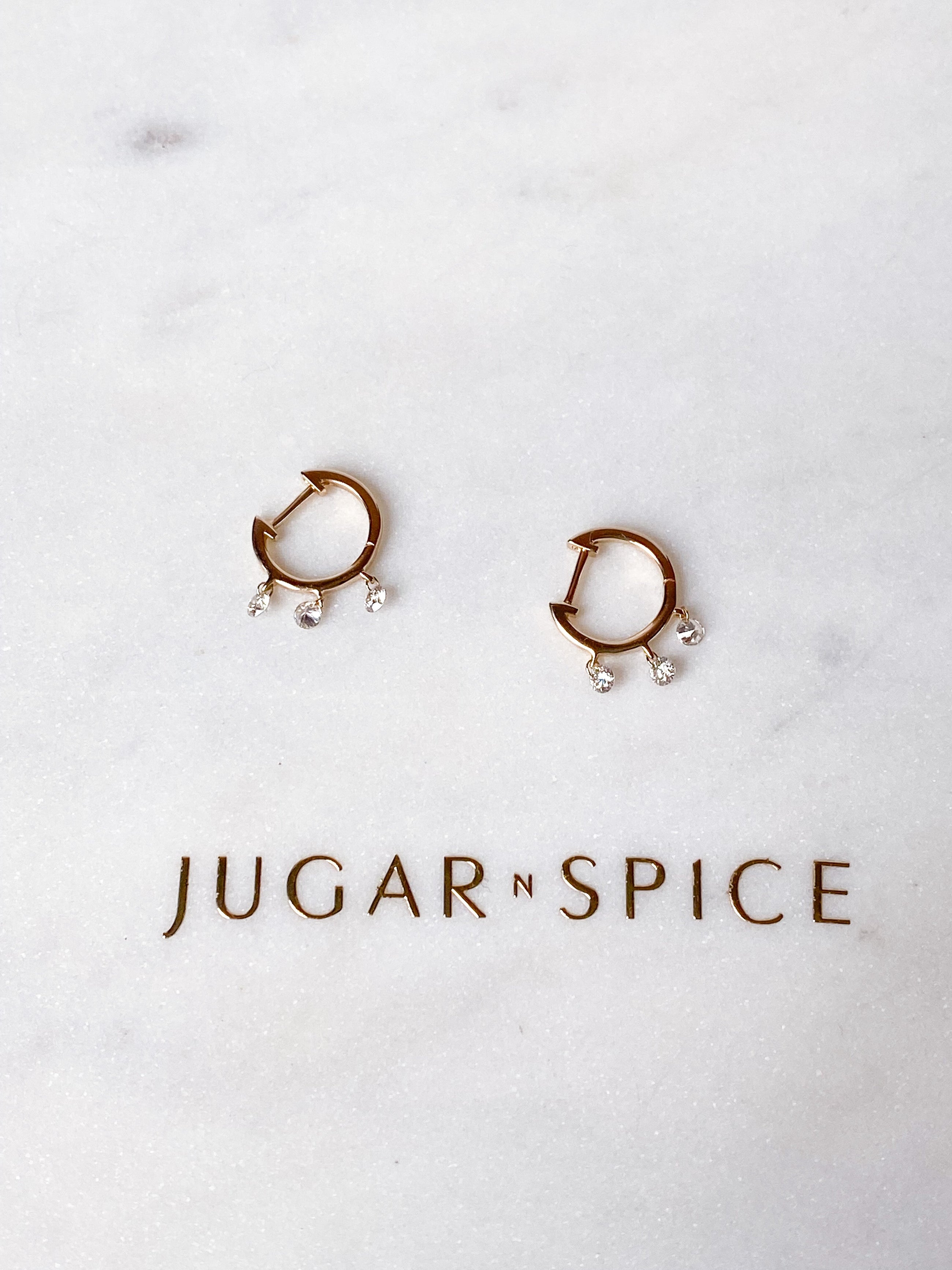 Trio Floating Diamond Huggies ~ Brilliant Cut