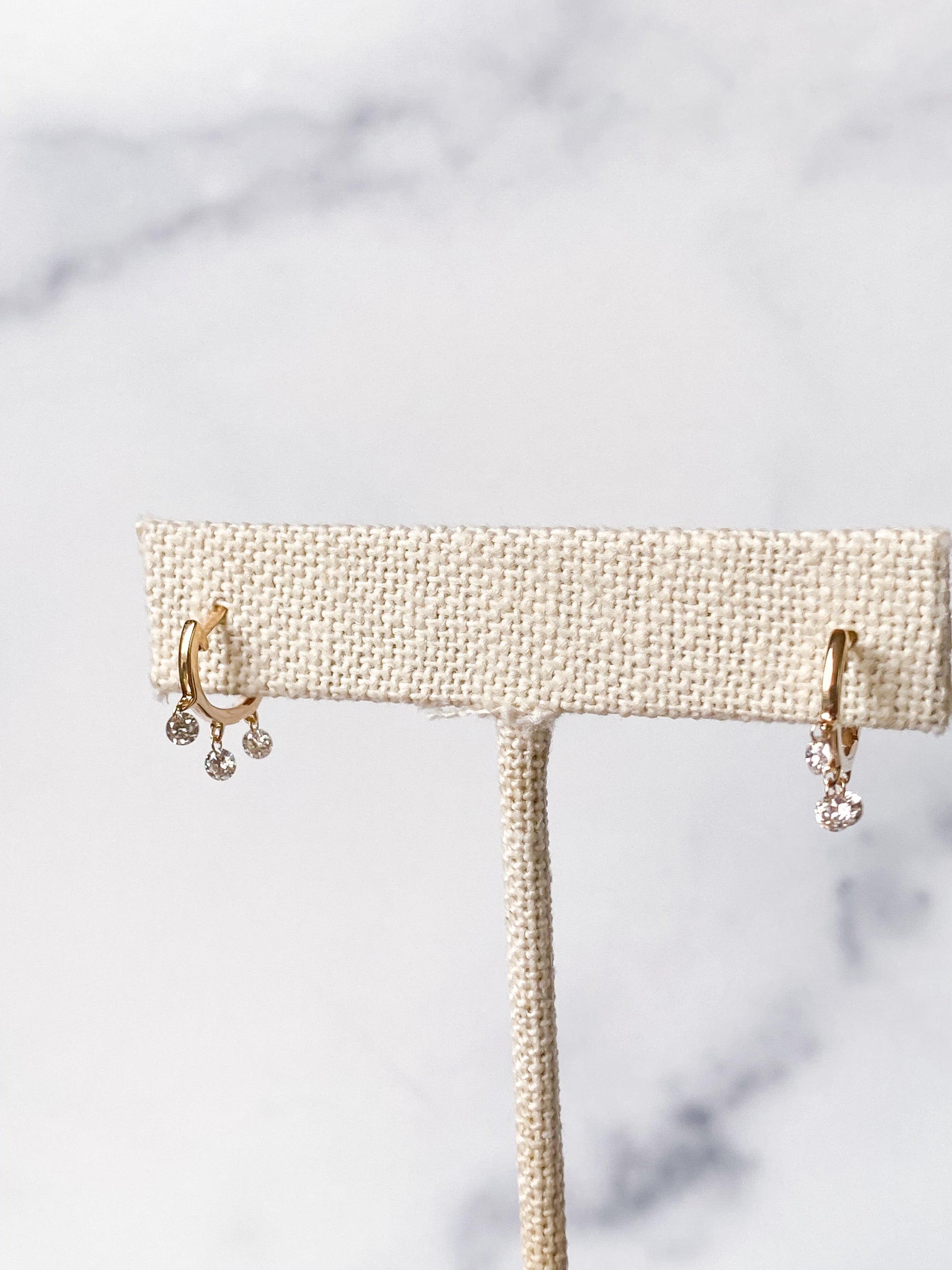 Trio Floating Diamond Huggies ~ Brilliant Cut