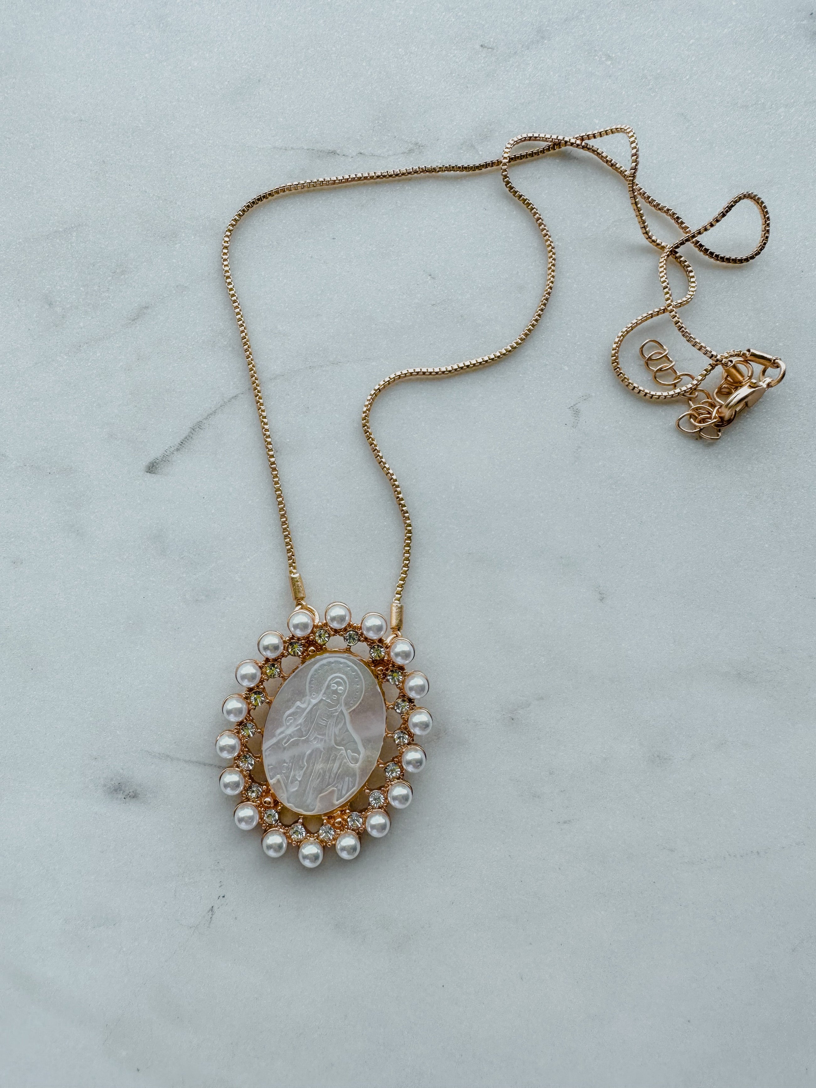 Vintage Pearl Mary Necklace