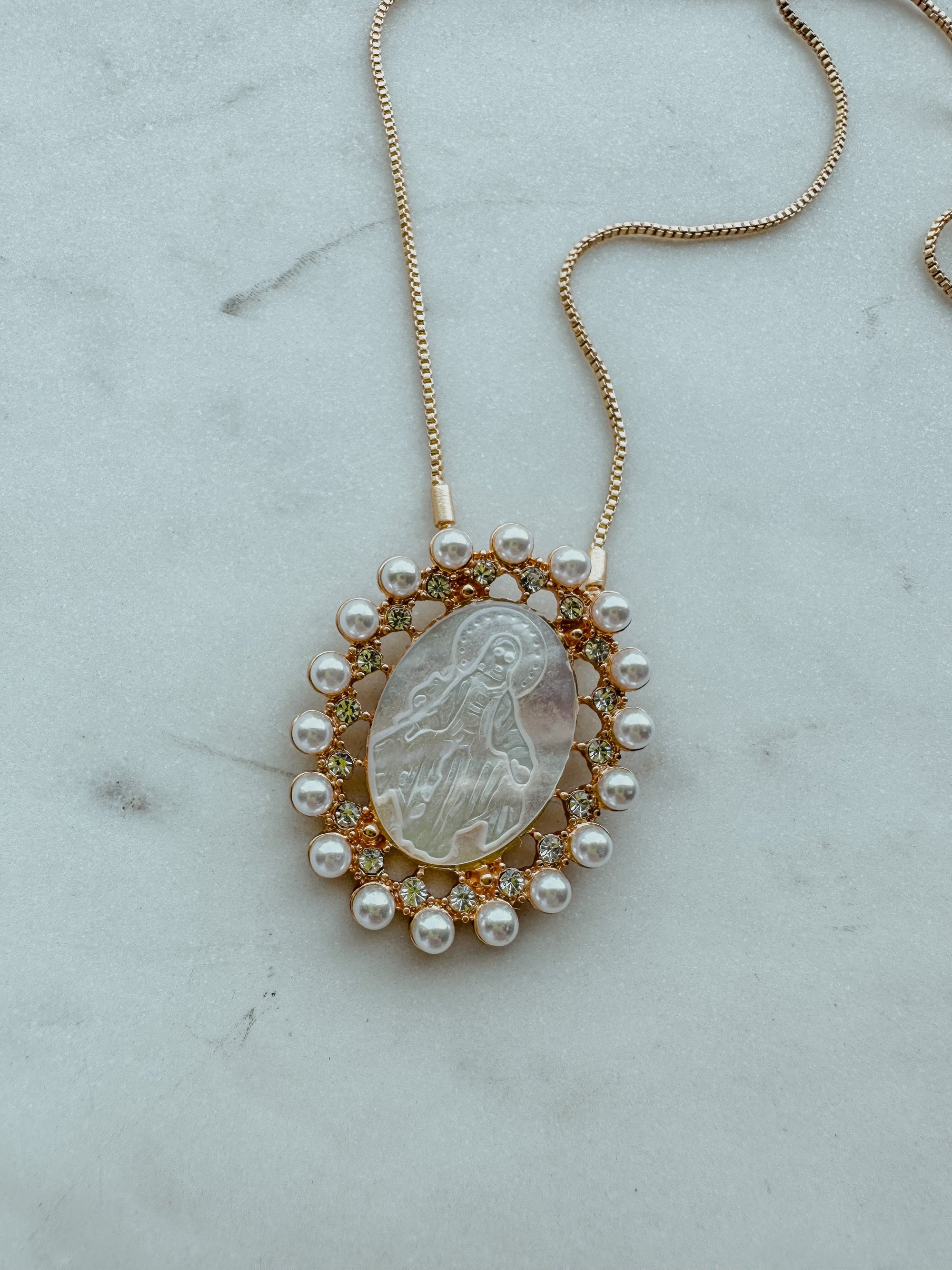 Vintage Pearl Mary Necklace