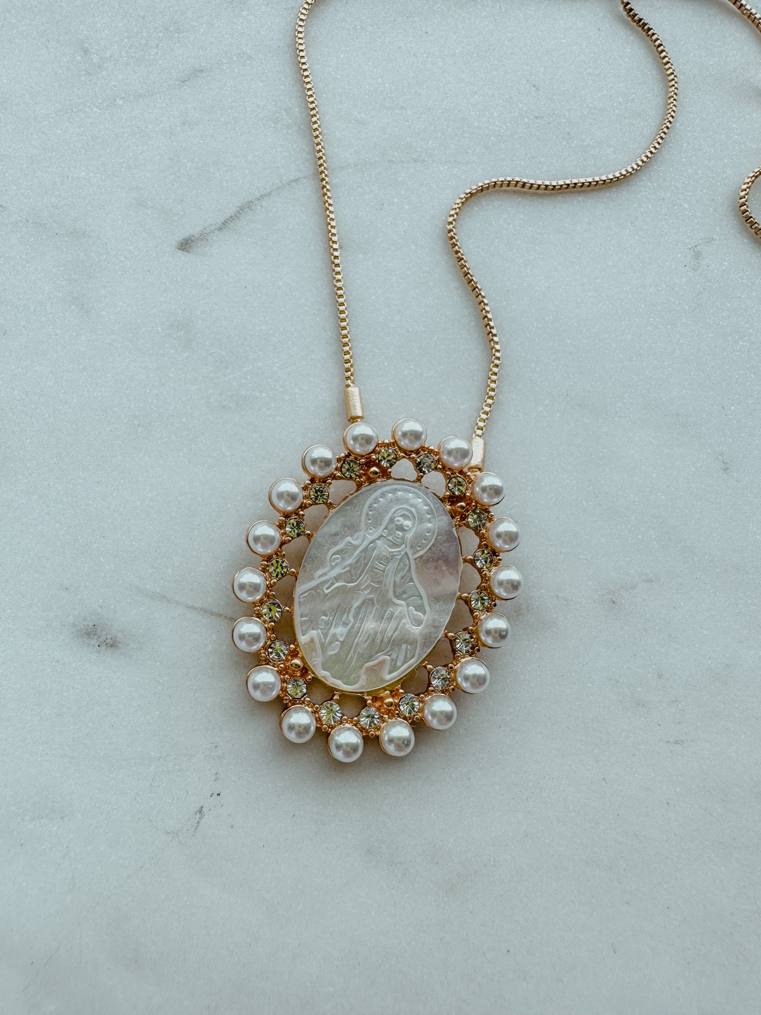 Vintage Pearl Mary Necklace