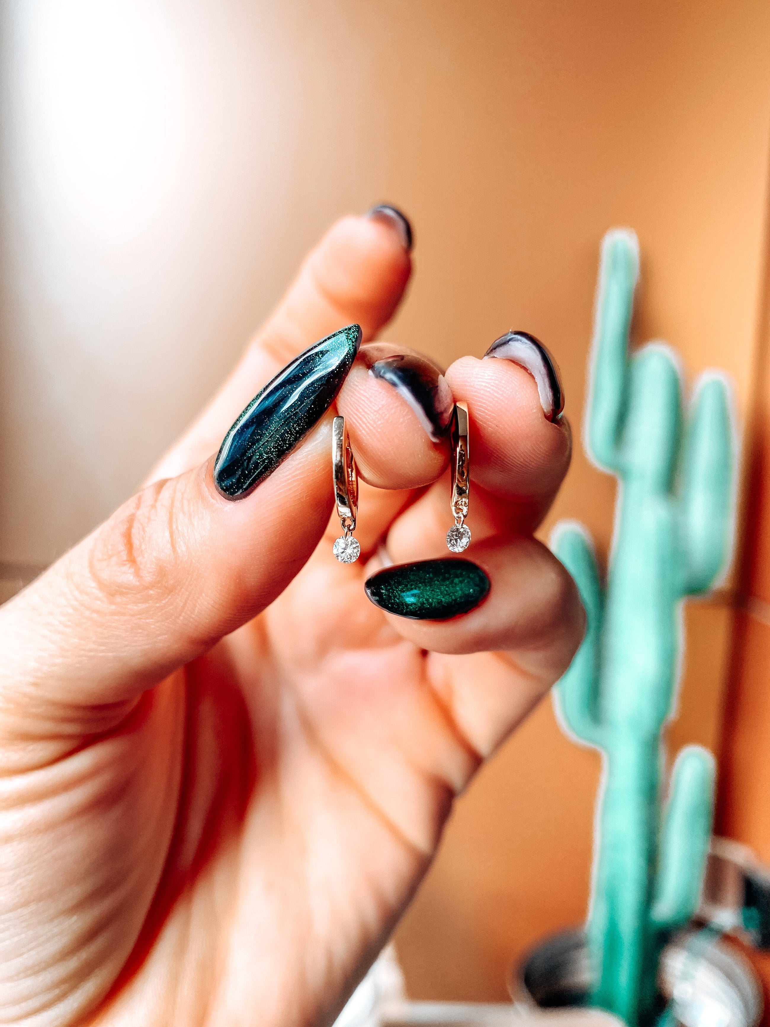 Floating Diamond Huggies ~ Brilliant Cut