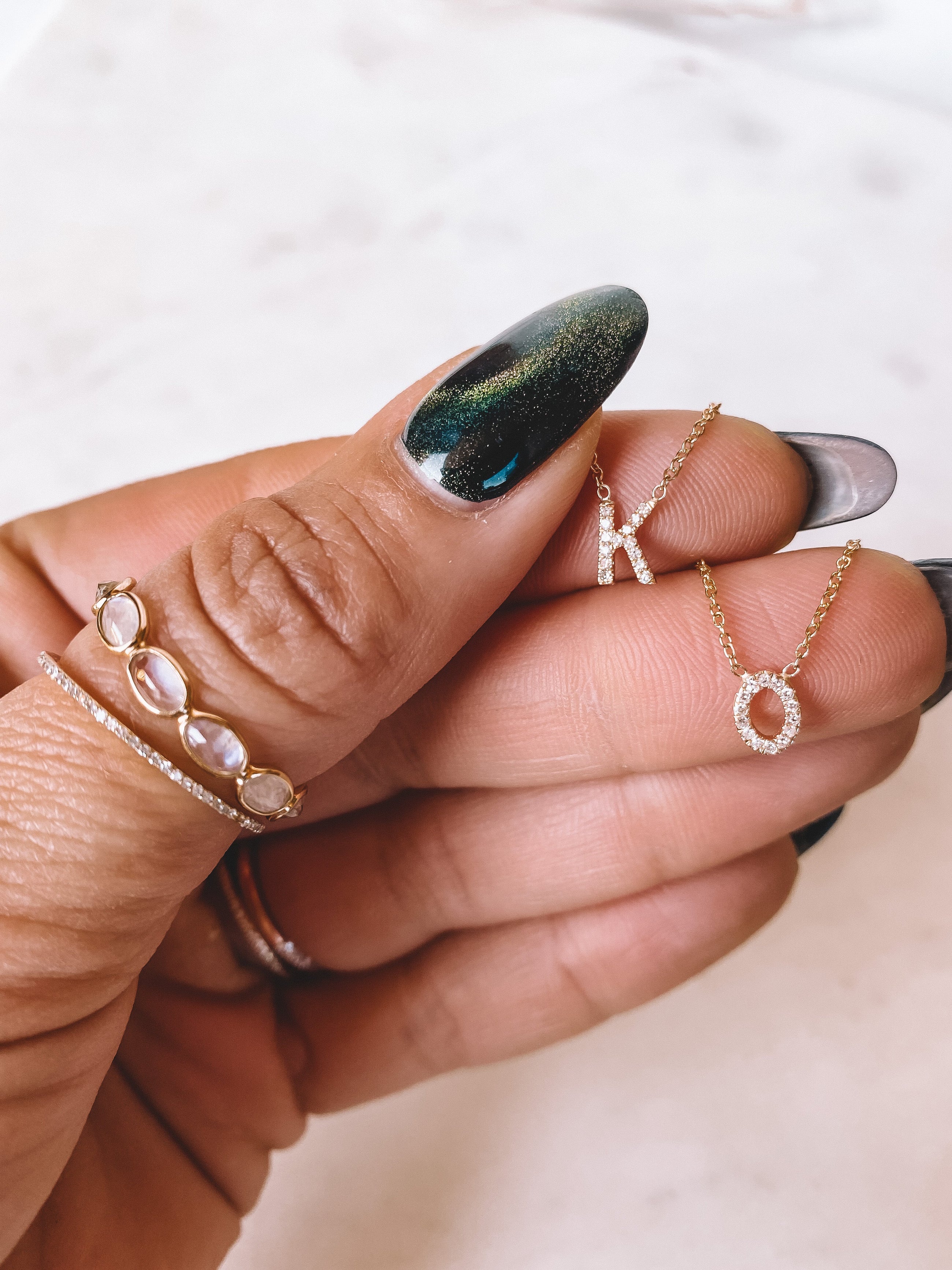 Nano Diamond Initial Necklace