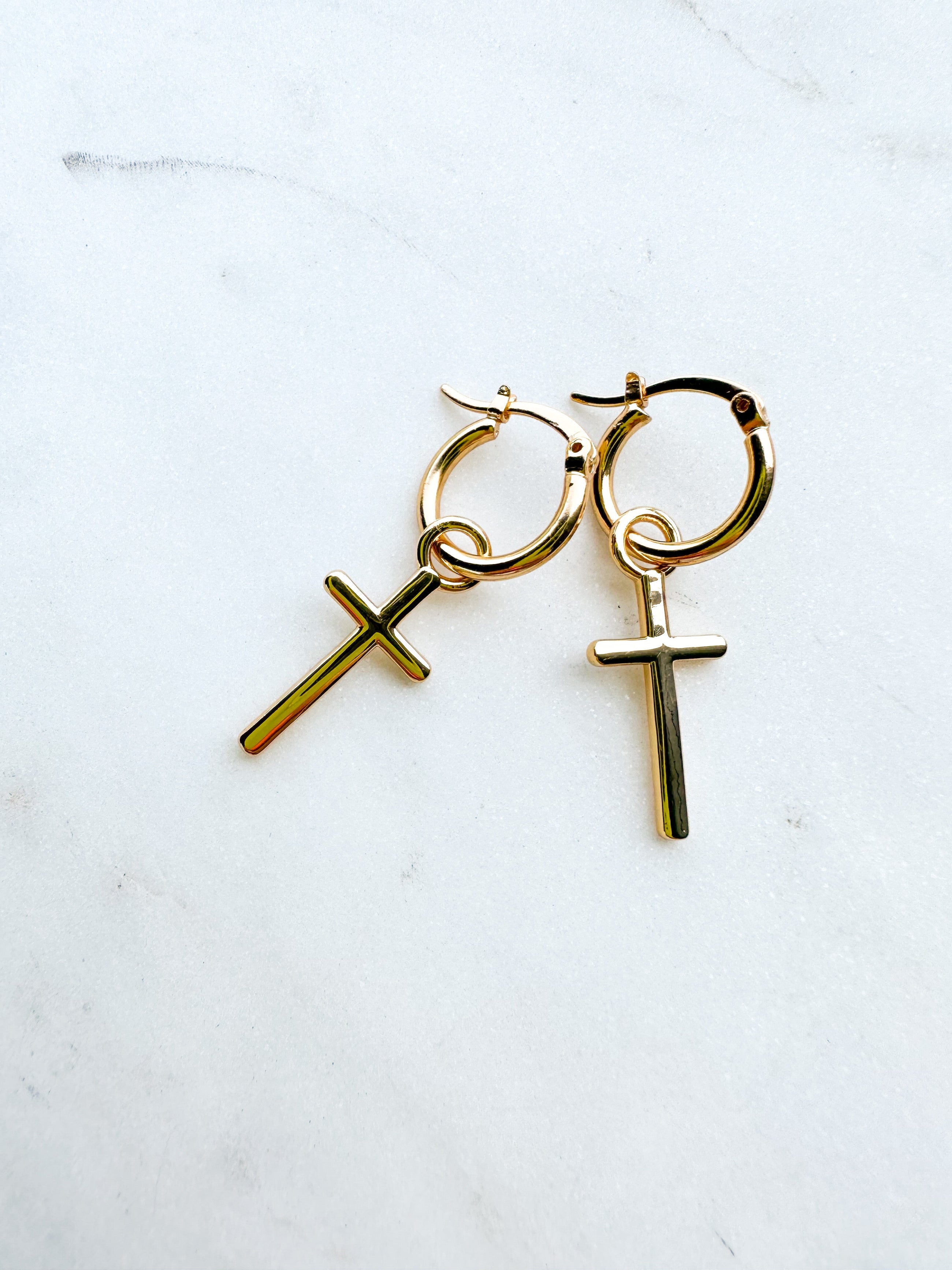 Gold Cross Earrings