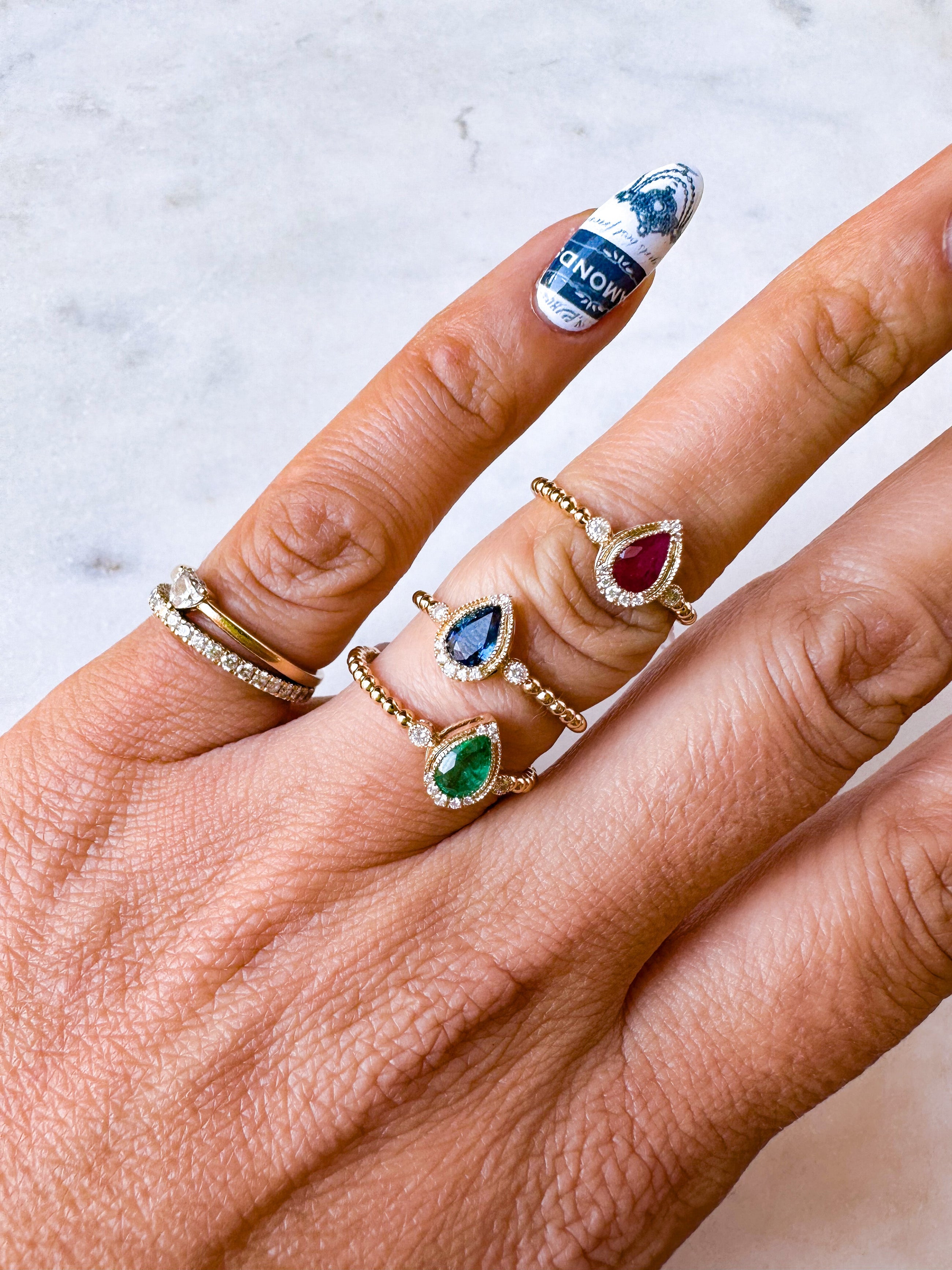 Gemstone Pear Diamond Ring