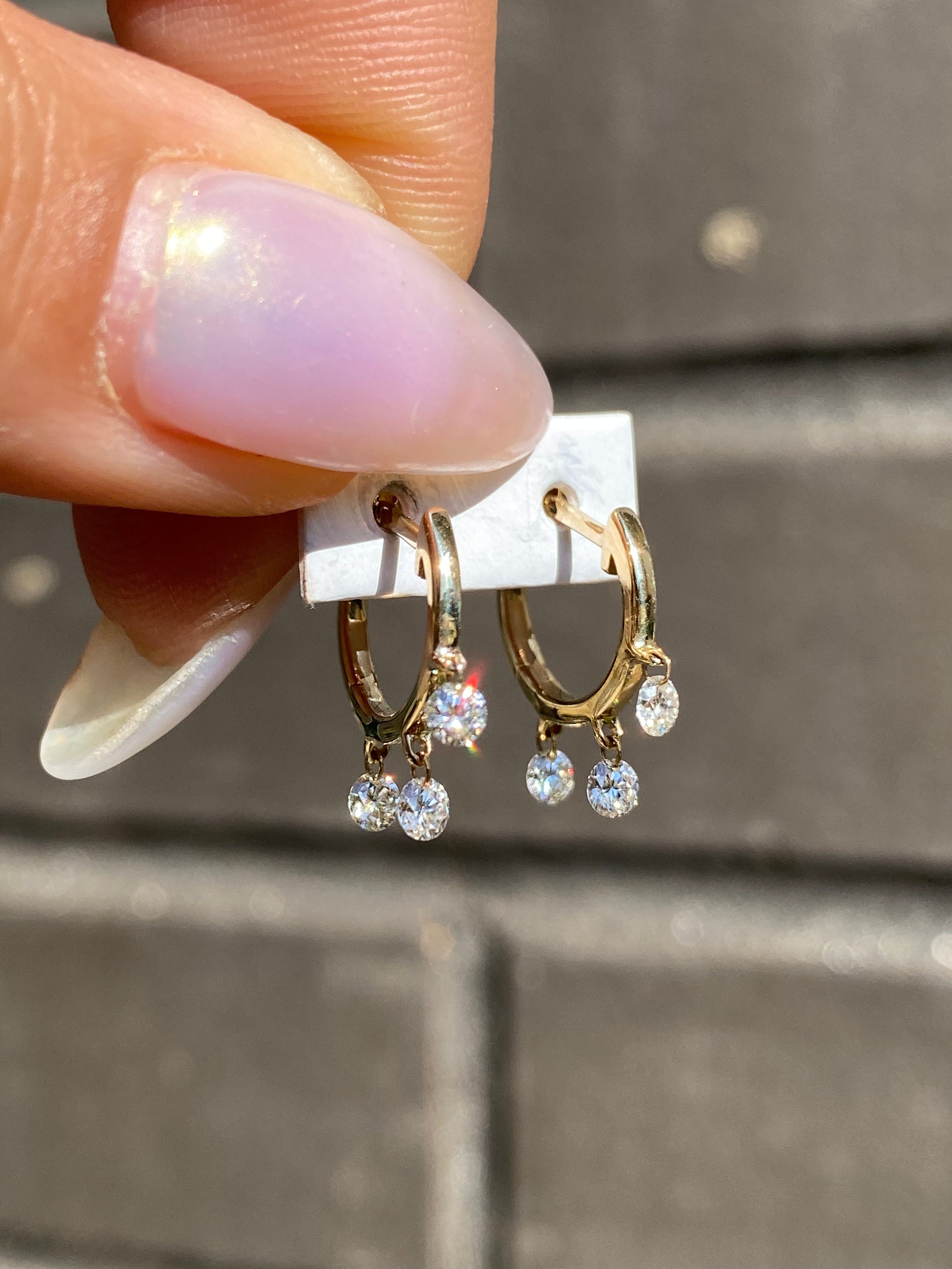 Trio Floating Diamond Huggies ~ Brilliant Cut