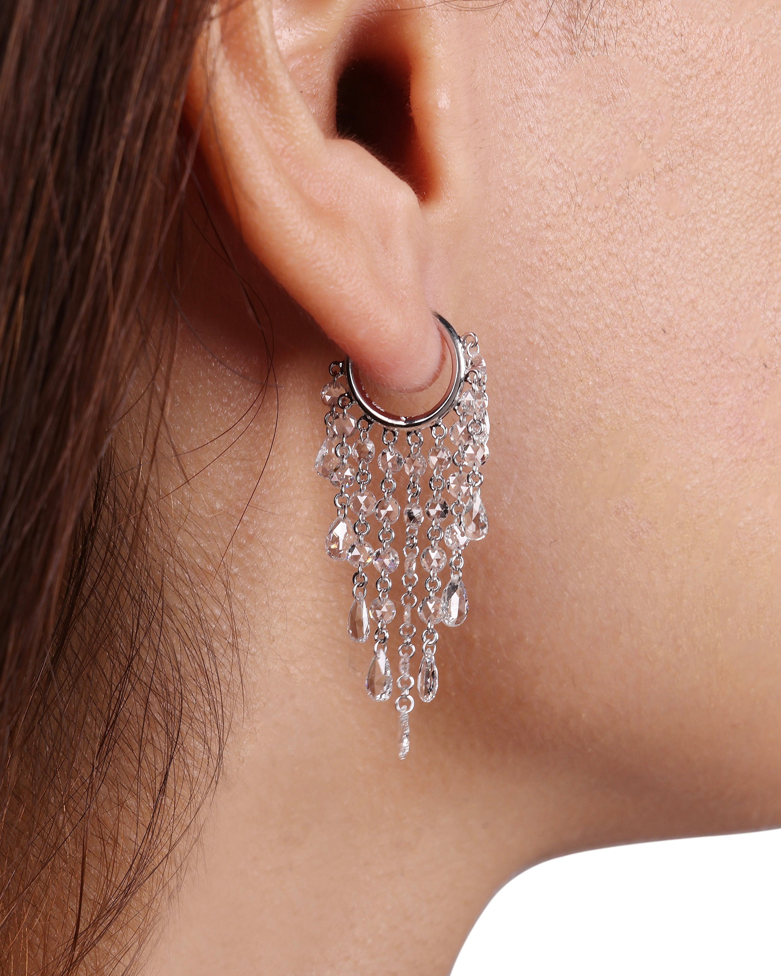 Glam Rose Cut Diamond Chandelier Earrings