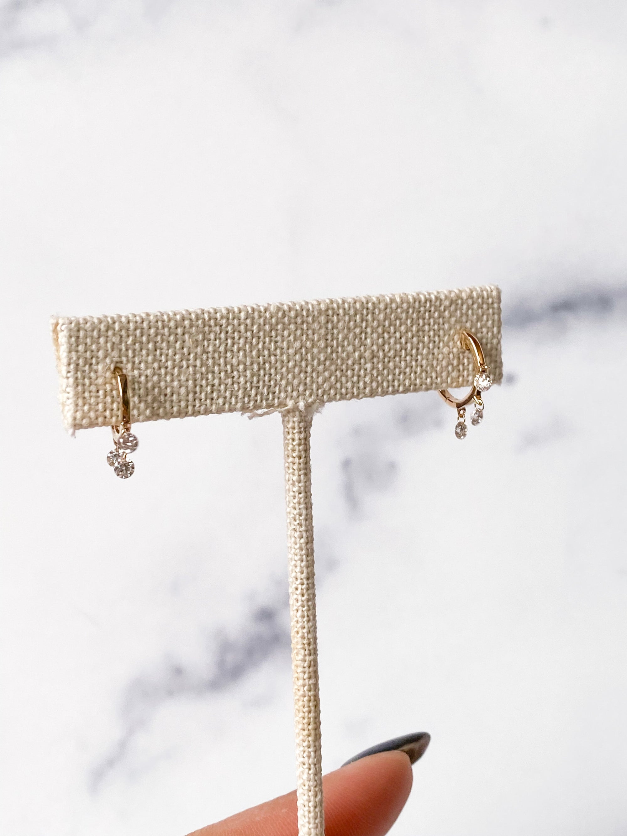 Trio Floating Diamond Huggies ~ Brilliant Cut