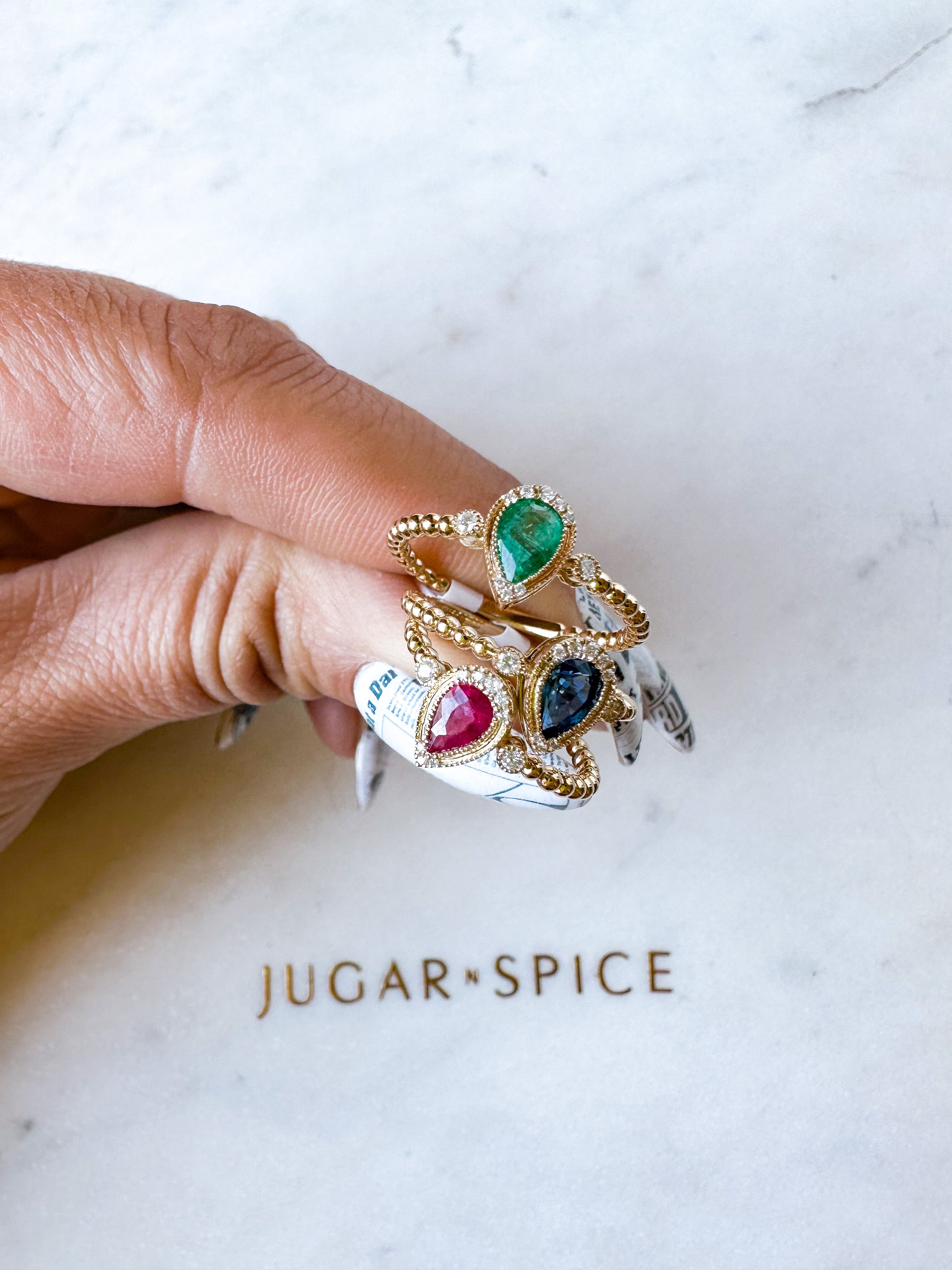 Gemstone Pear Diamond Ring