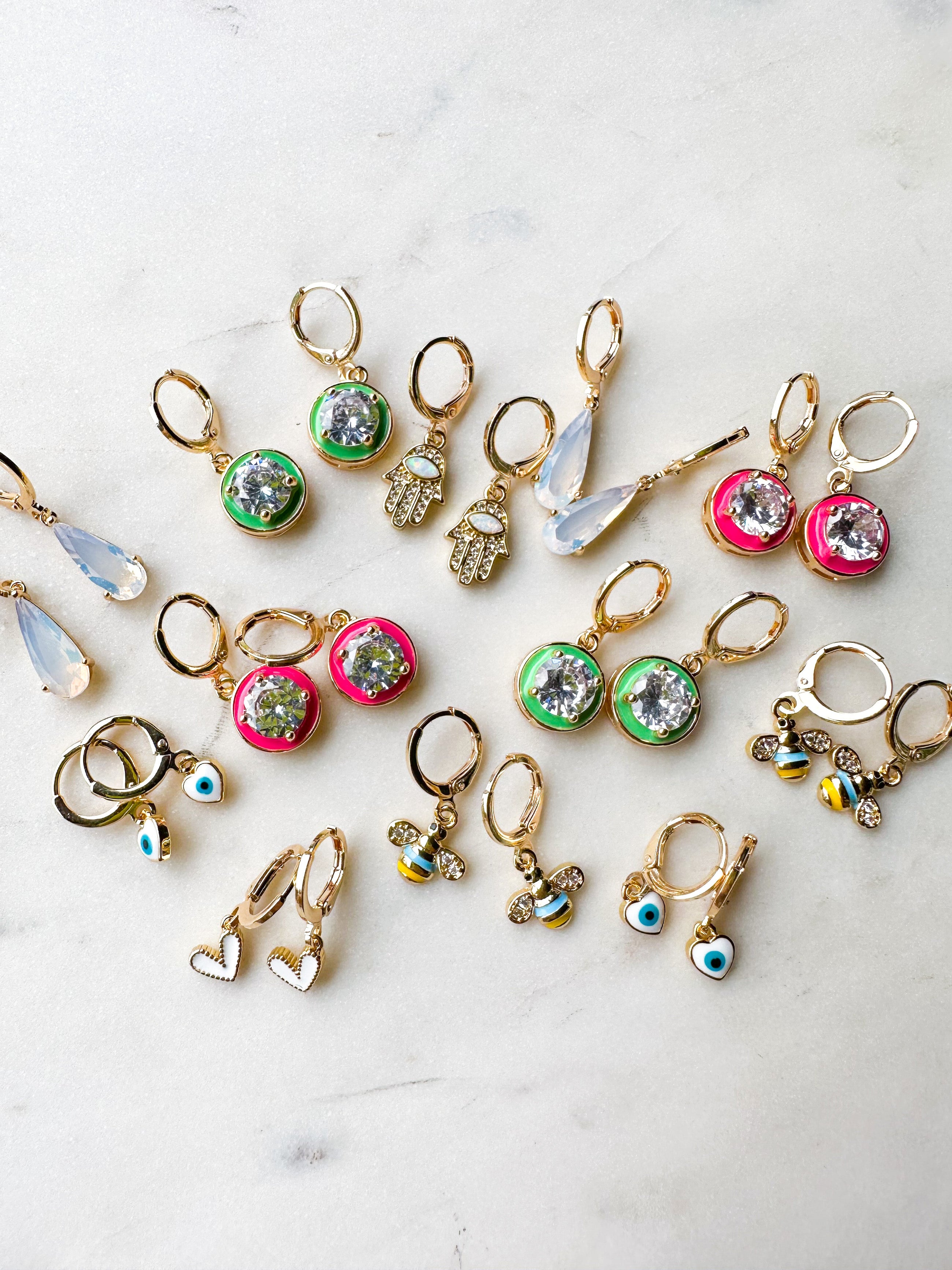 White Hamsa Earrings