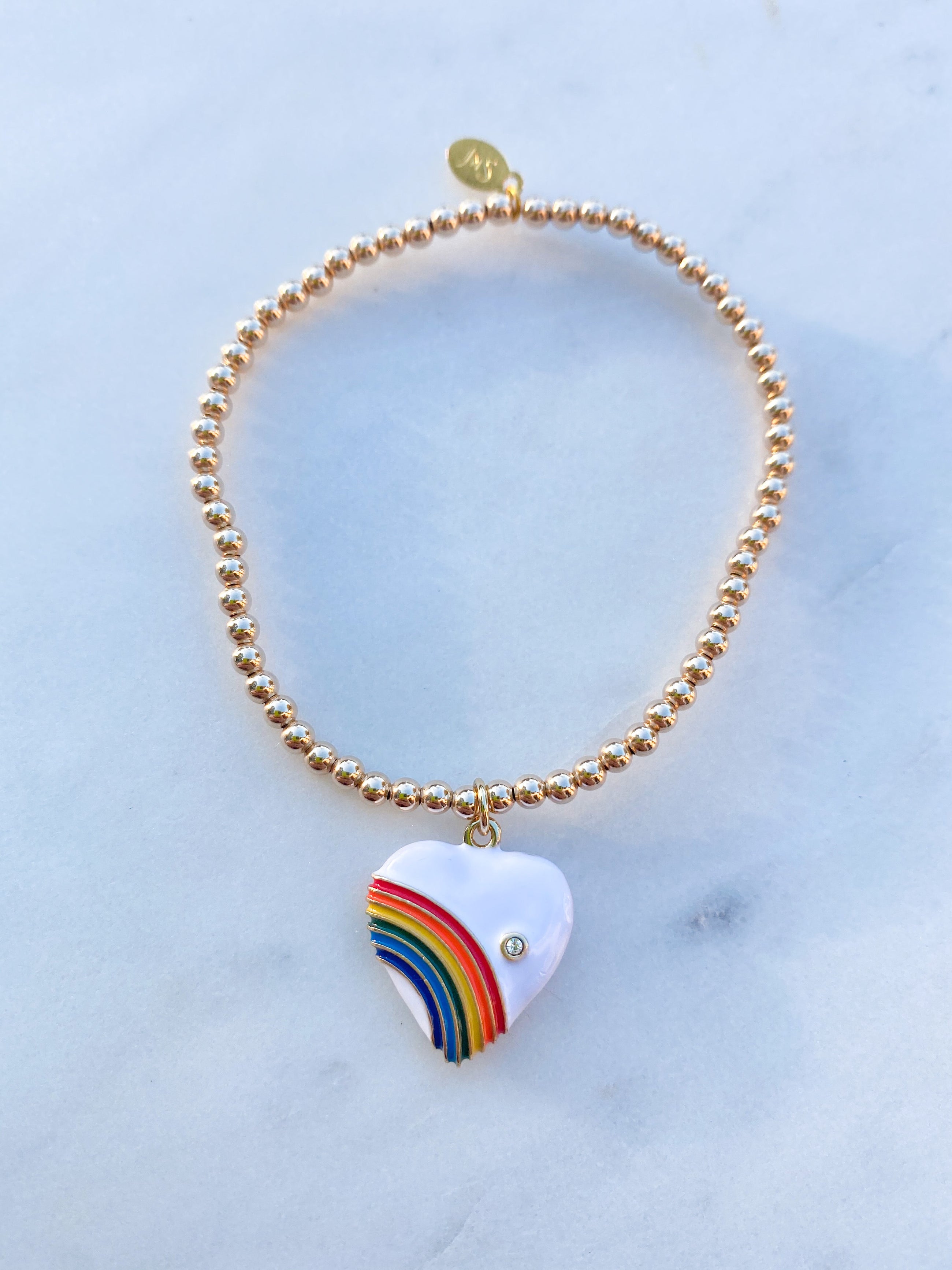 Vintage Rainbow Heart Bracelet