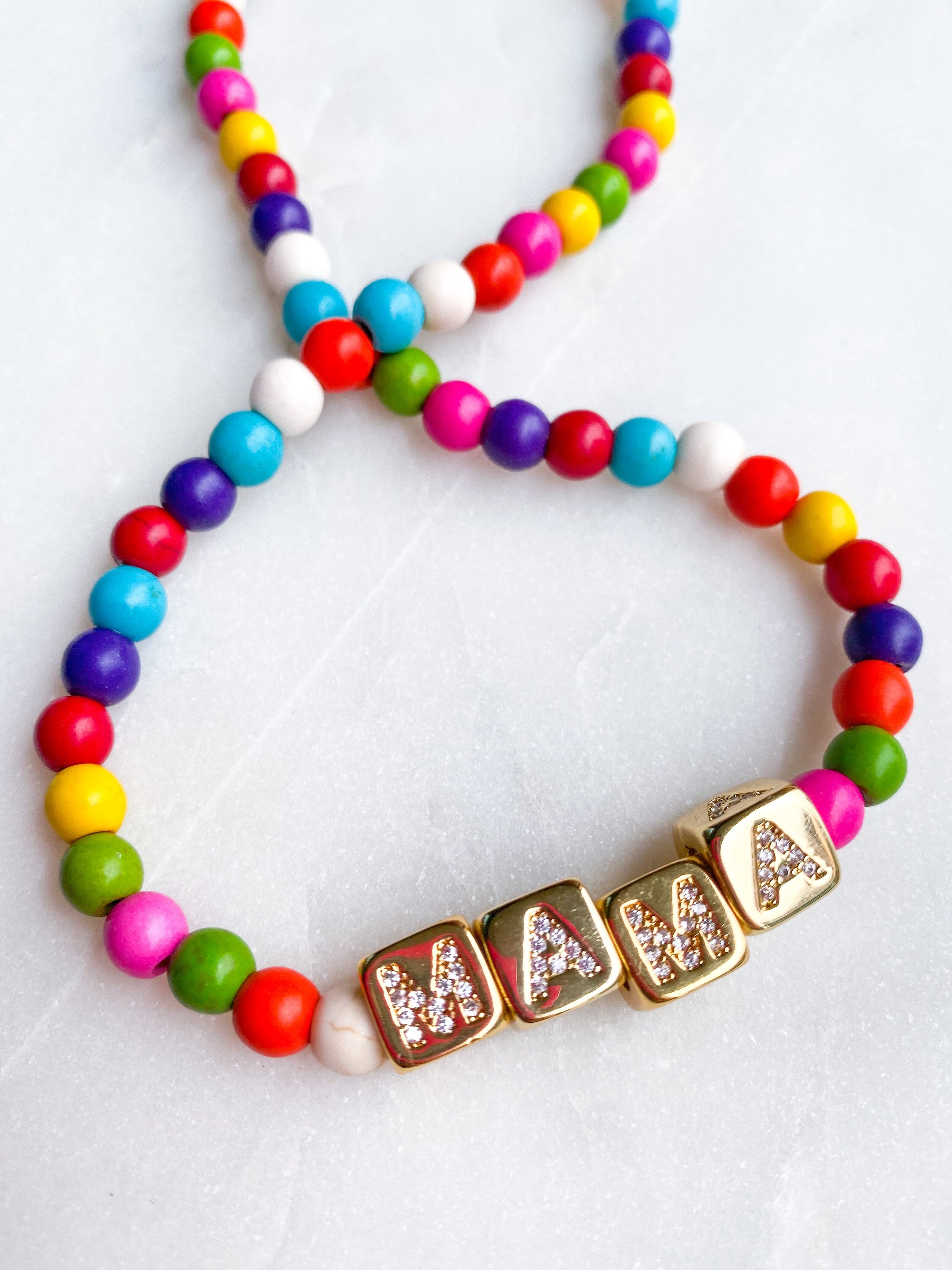 Custom Gold Block Necklace ~ Rainbow