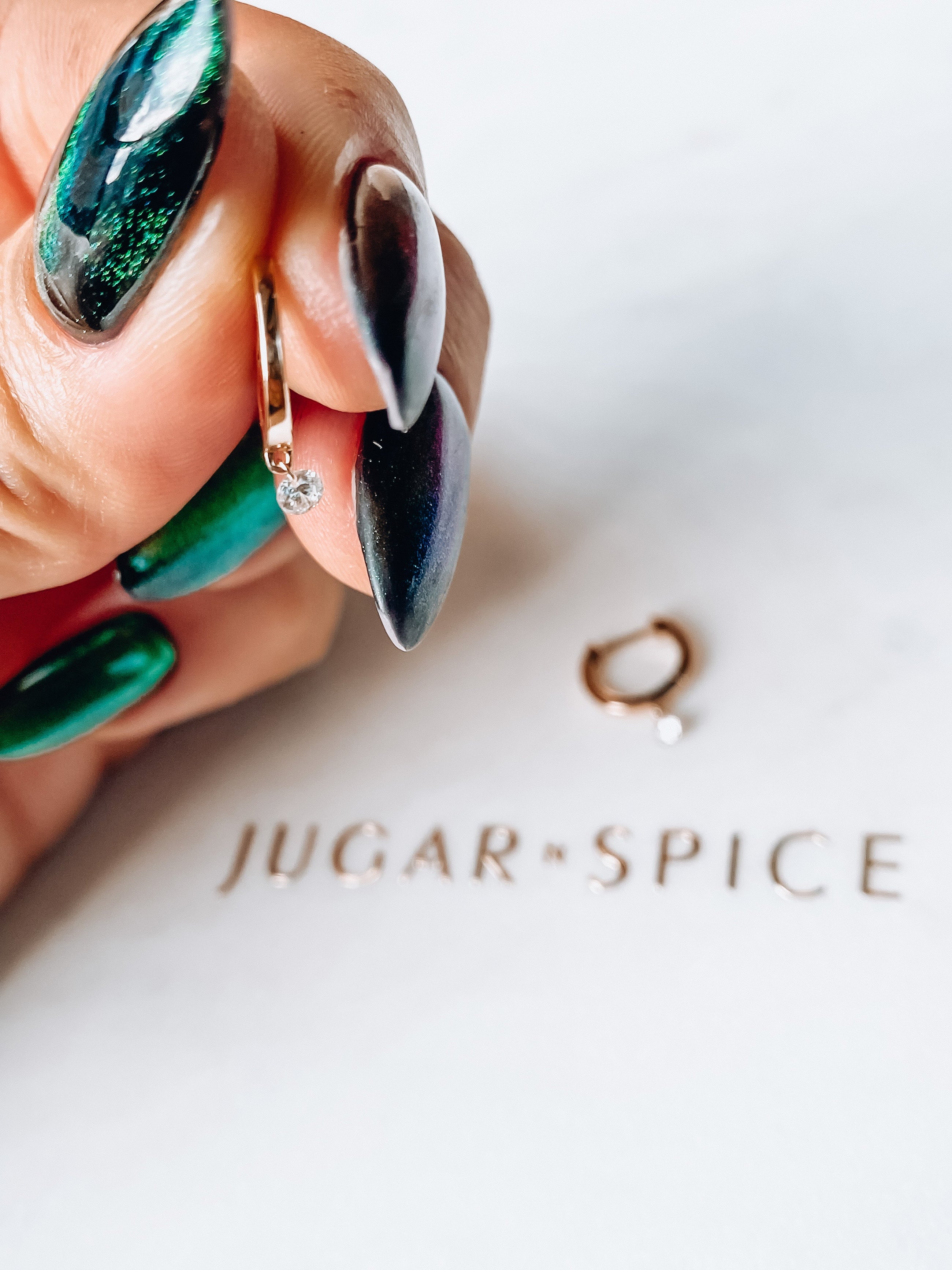 Floating Diamond Huggies ~ Brilliant Cut