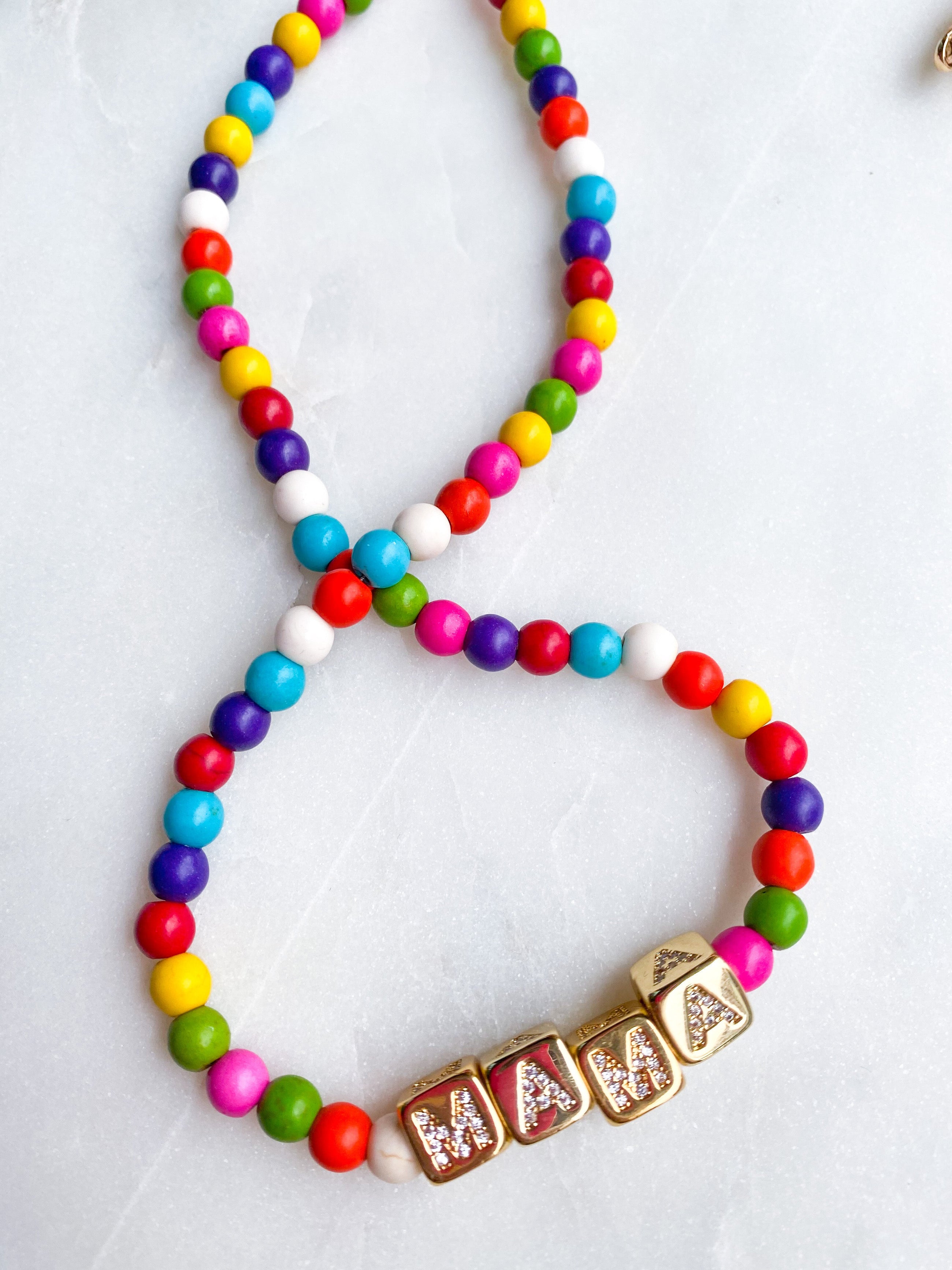 Custom Gold Block Necklace ~ Rainbow