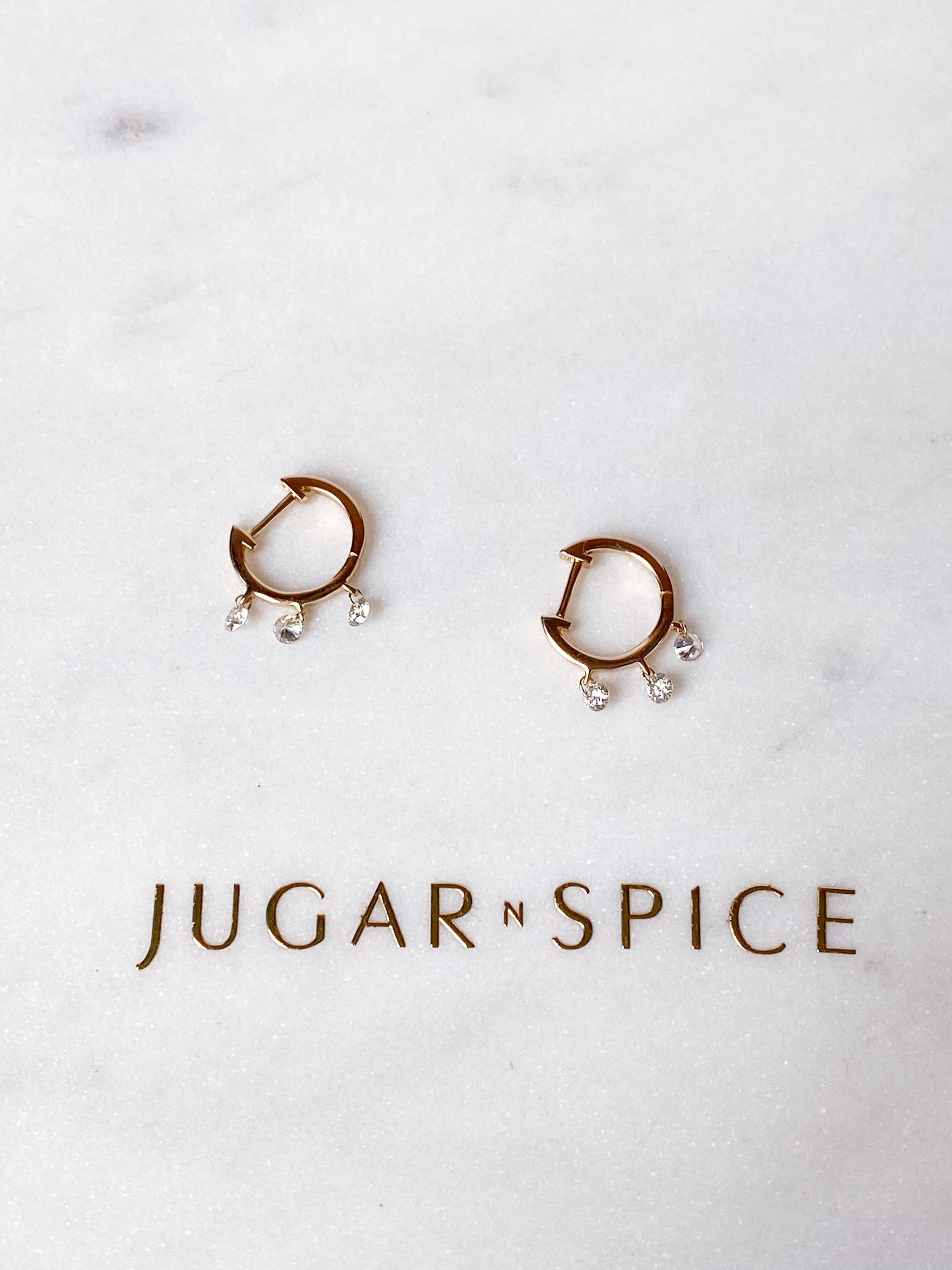 Trio Floating Diamond Huggies ~ Brilliant Cut