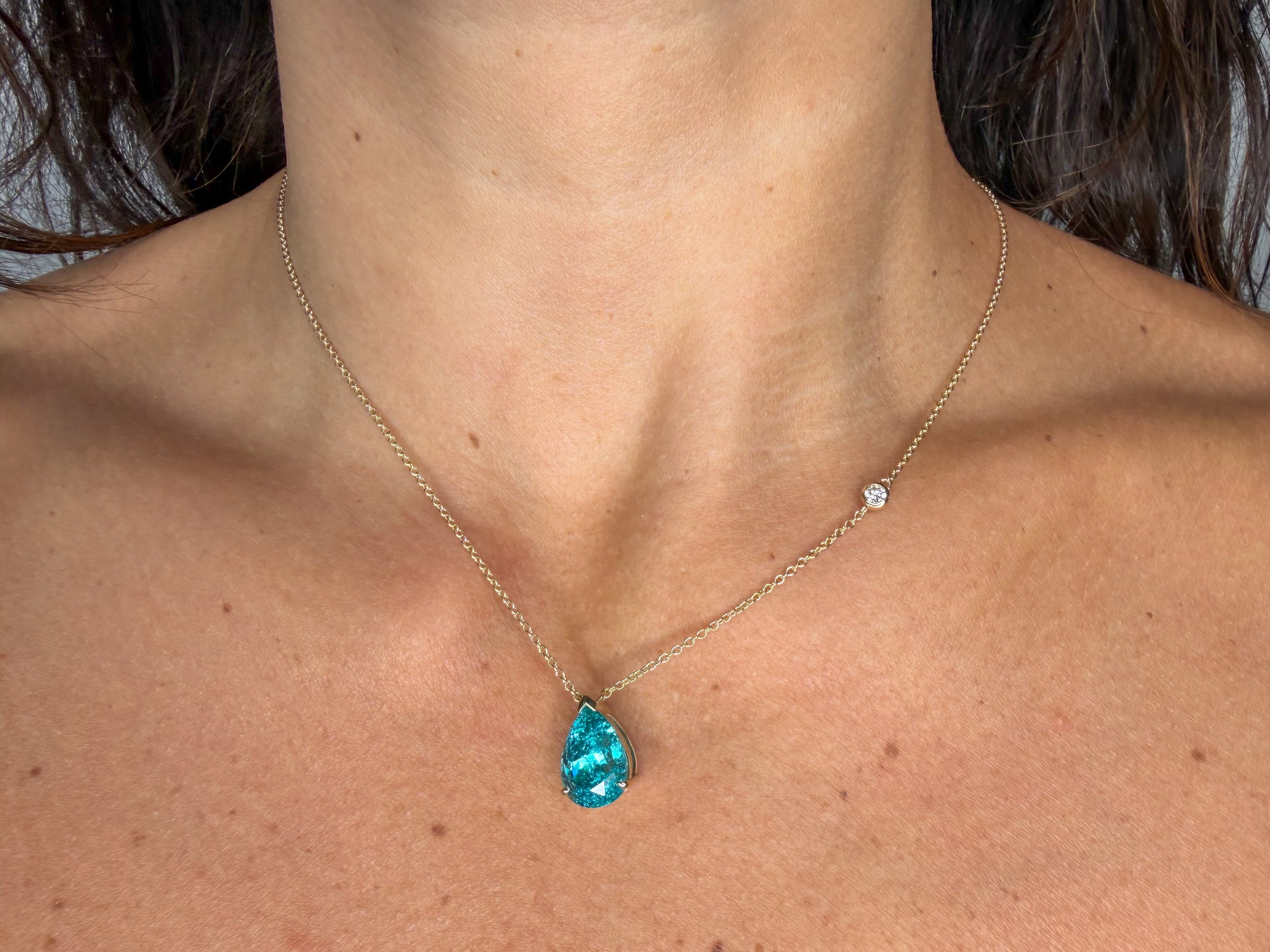 Crushed Ice Pear Paraiba Necklace