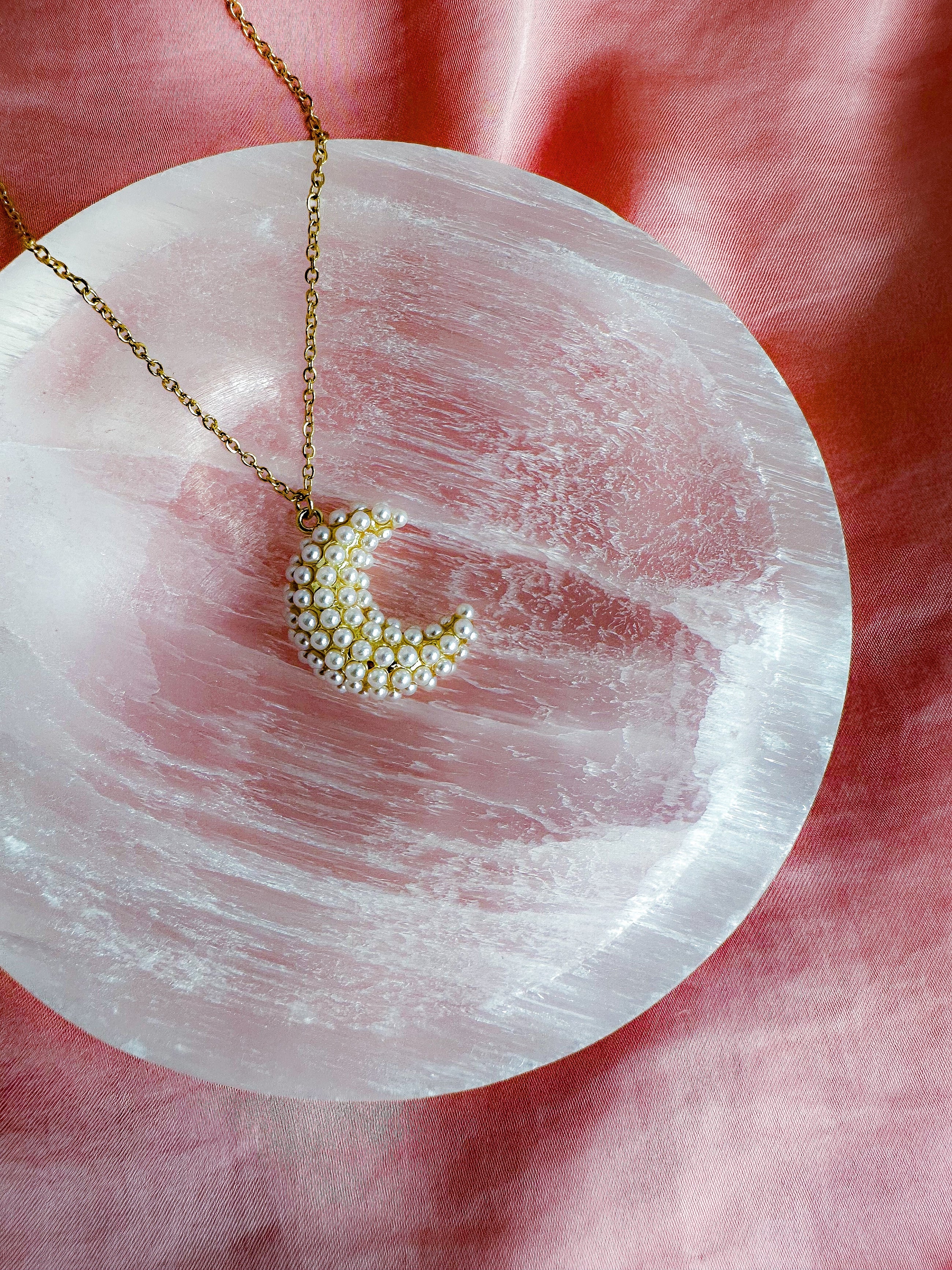 Puffy Pearl Moon Necklace