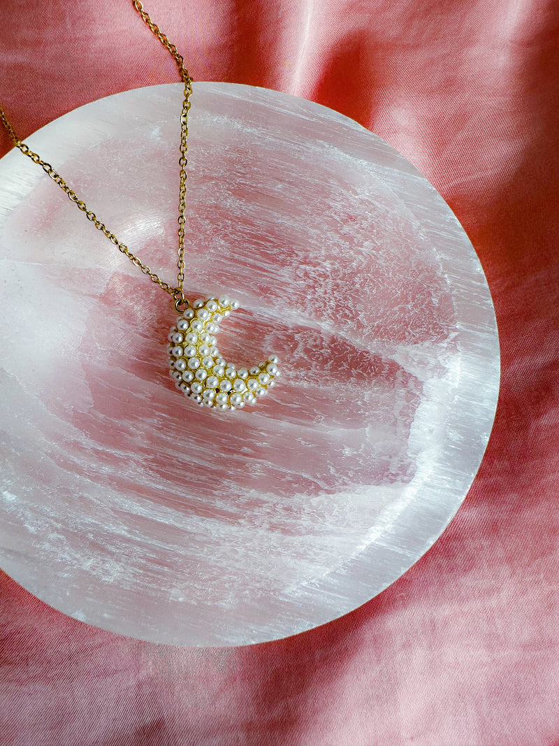 Puffy Pearl Moon Necklace