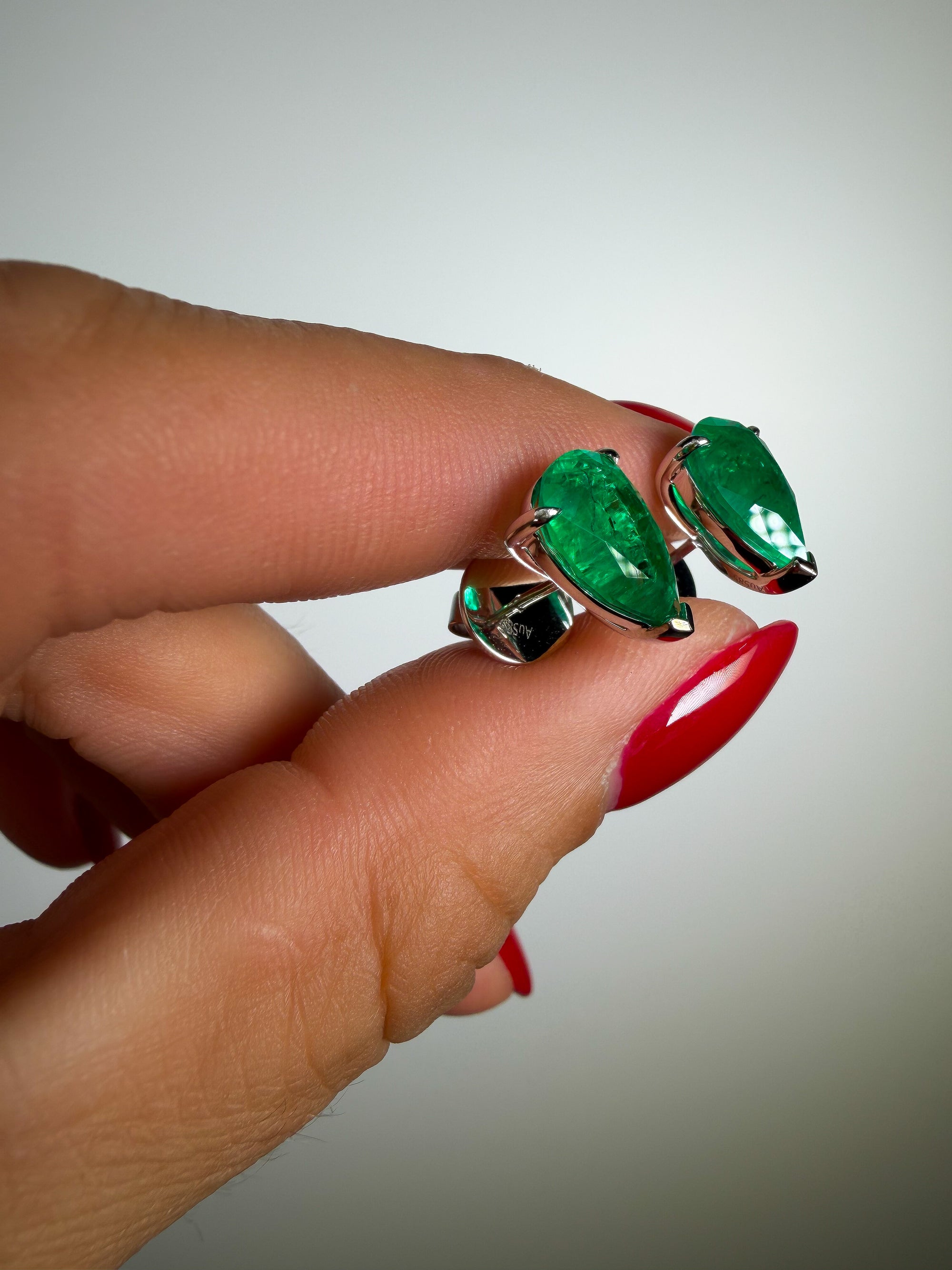 Emerald Pear Studs