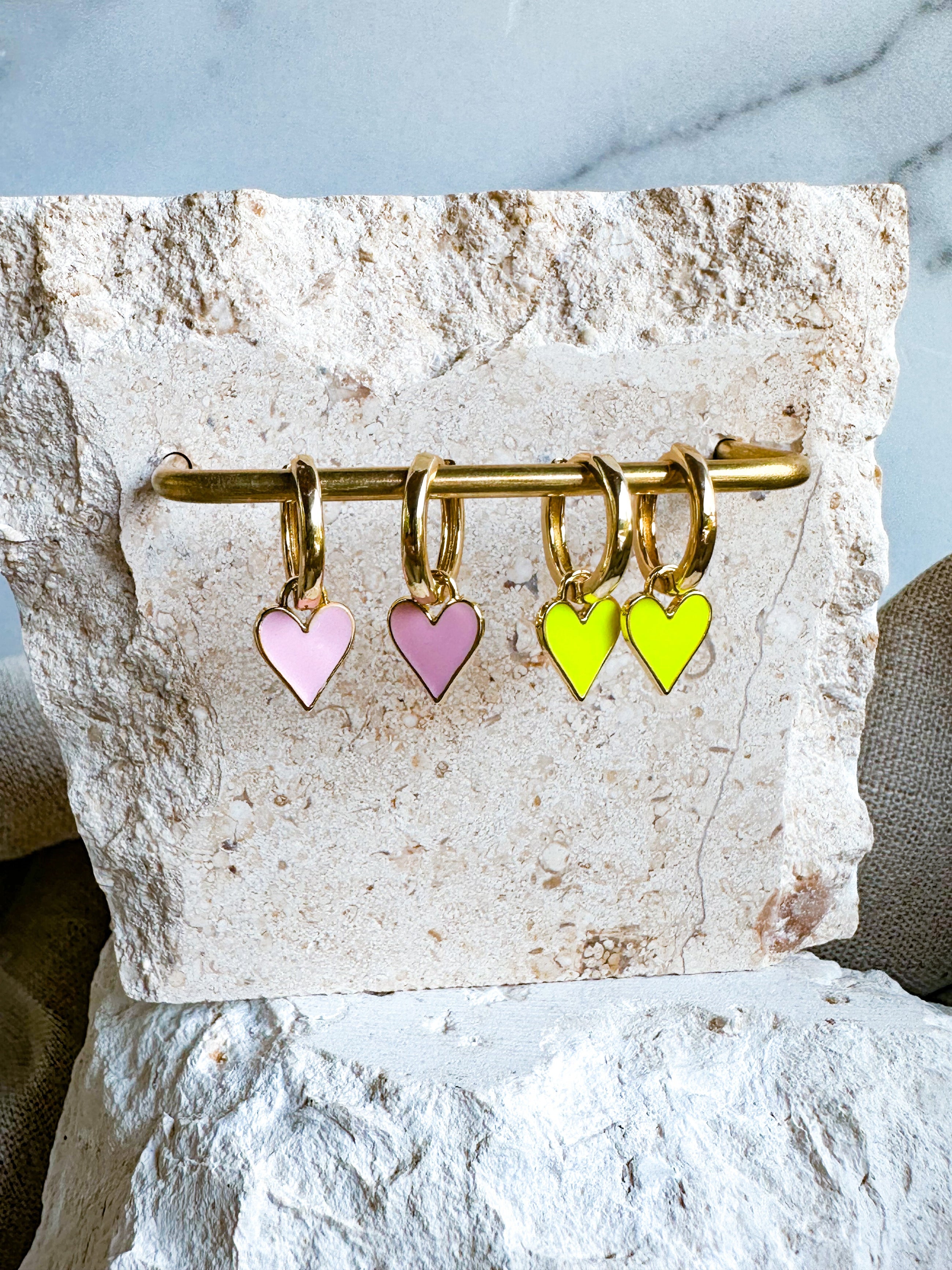 Enamel Heart Earrings