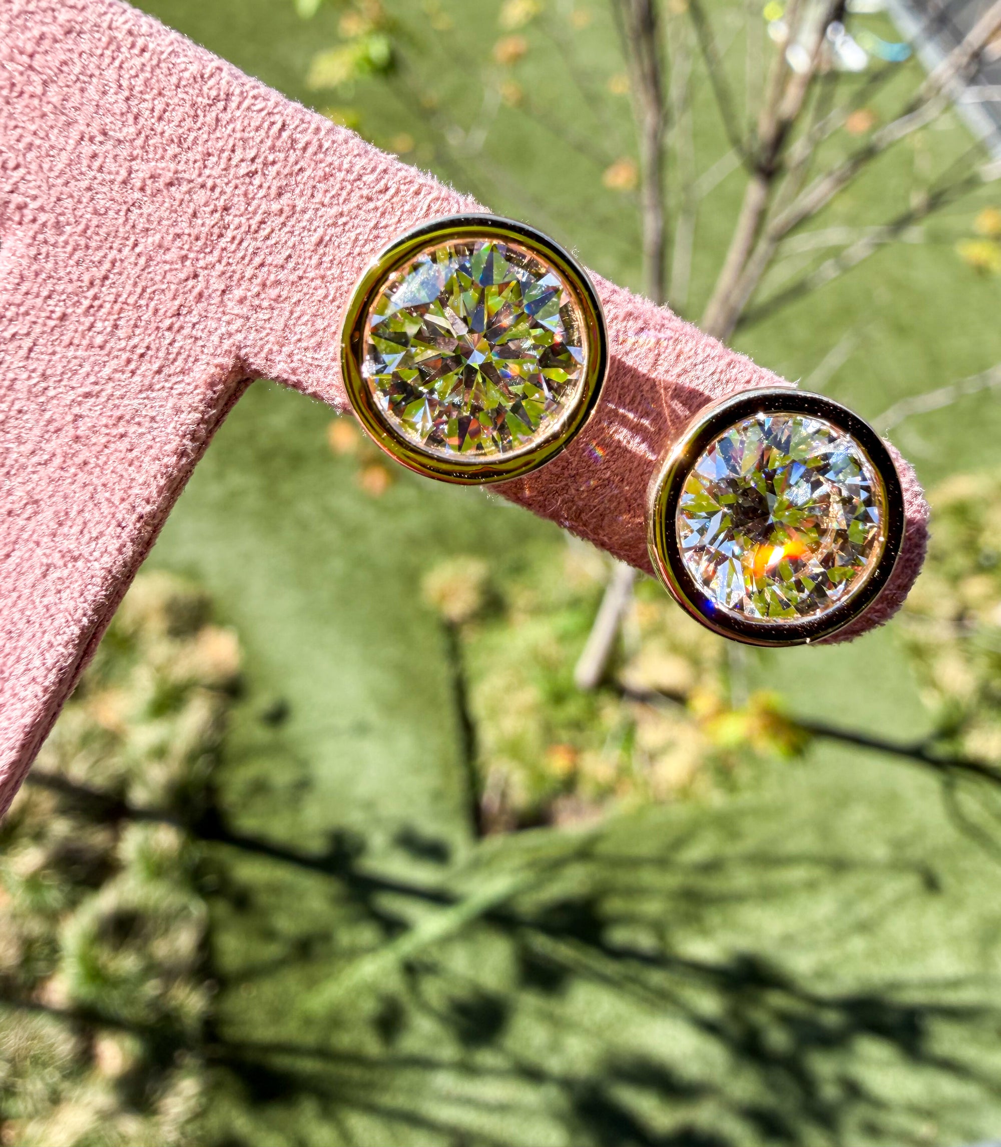 Round Bezel Diamond Studs